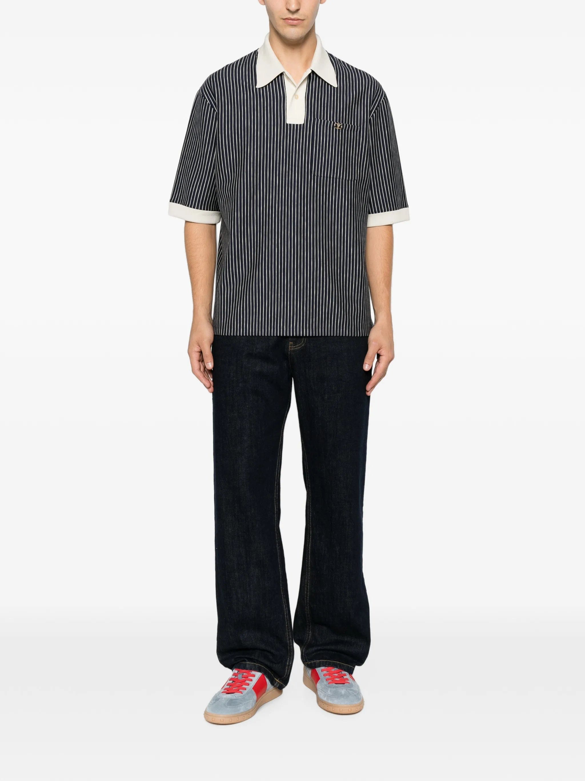 Valentino Garavani VLogo Signature striped - pattern polo shirt