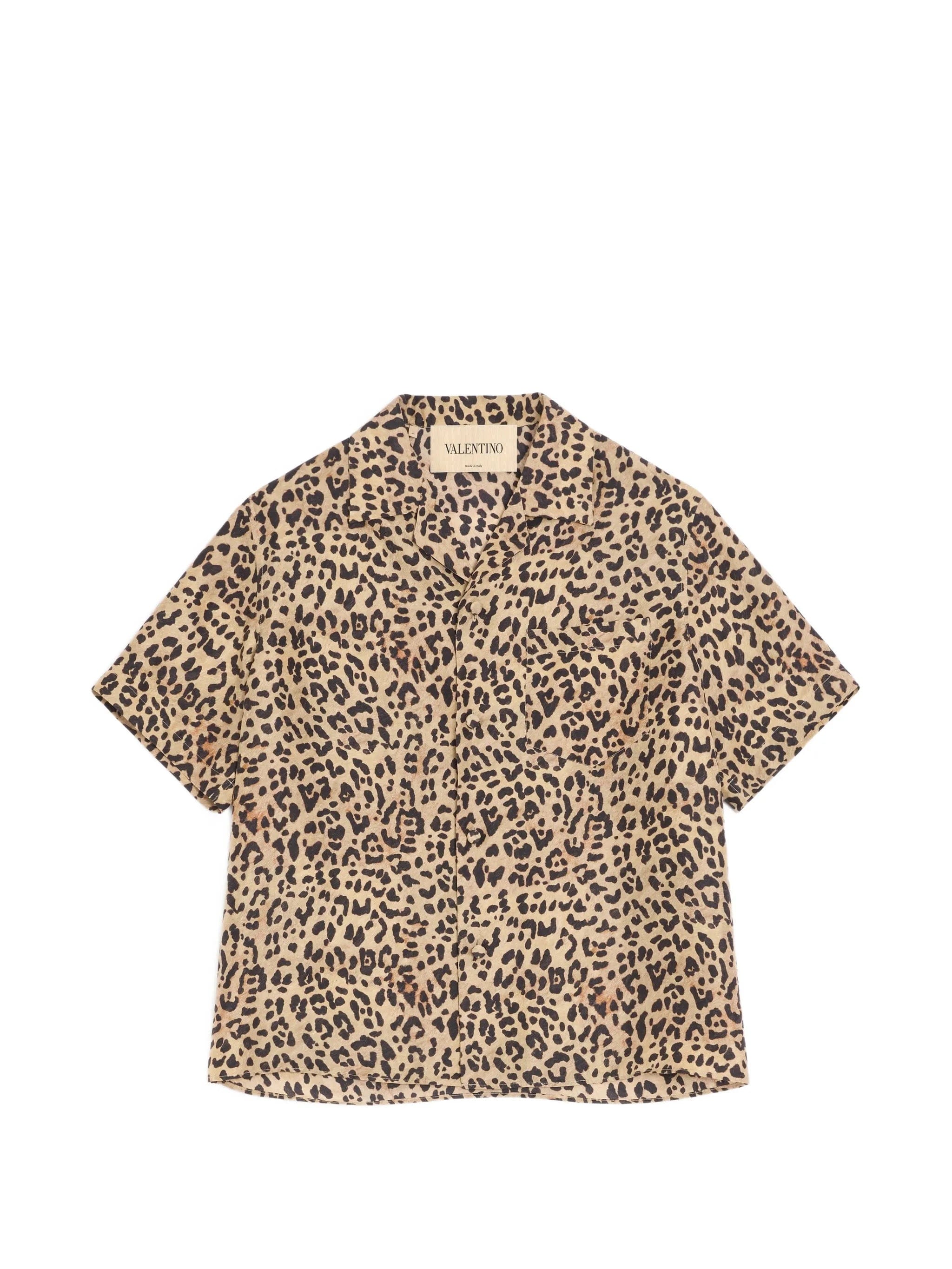 Valentino Garavani habotai silk bowling shirt with Fauve Eclat Animalier print