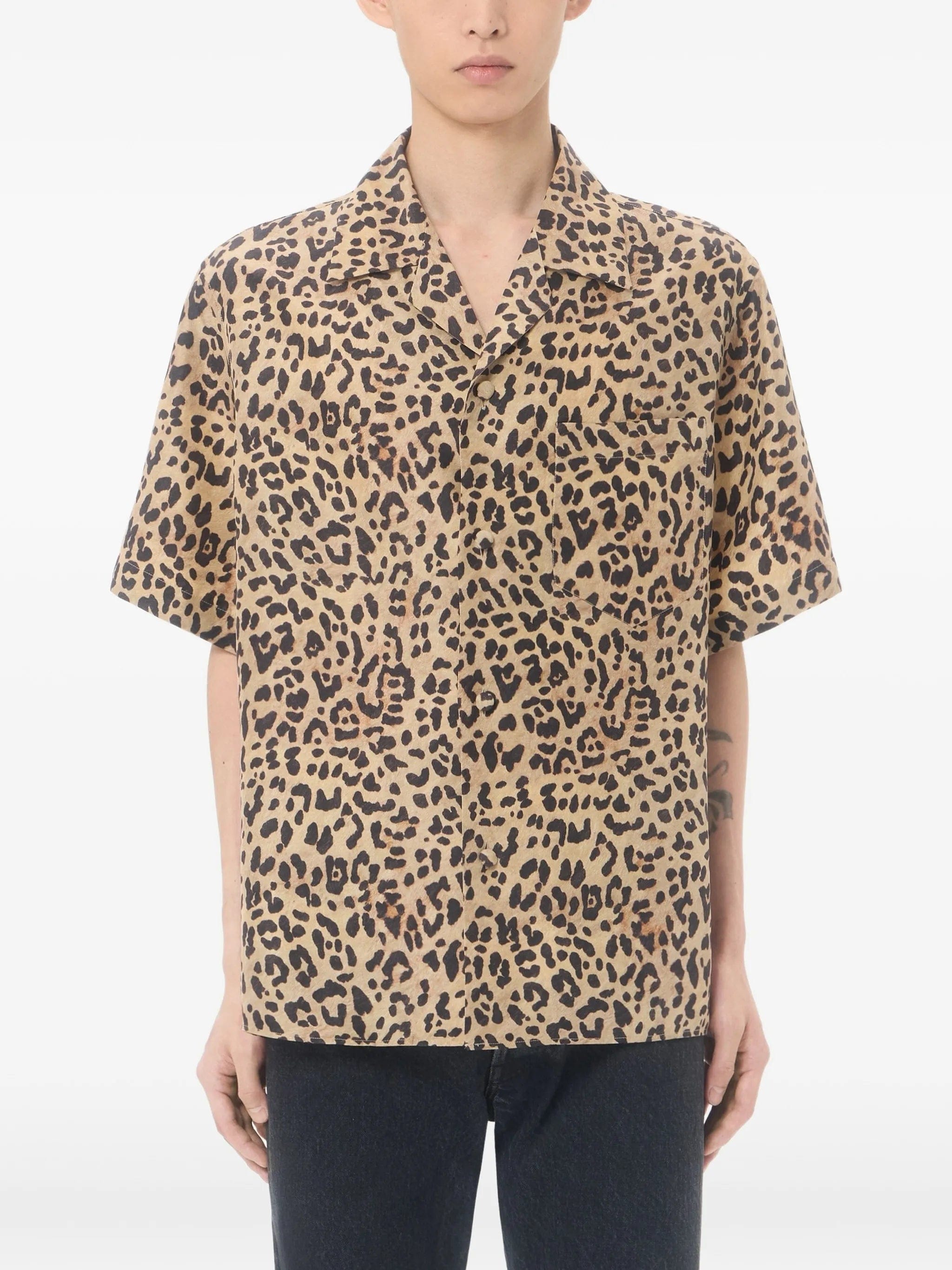 Valentino Garavani habotai silk bowling shirt with Fauve Eclat Animalier print