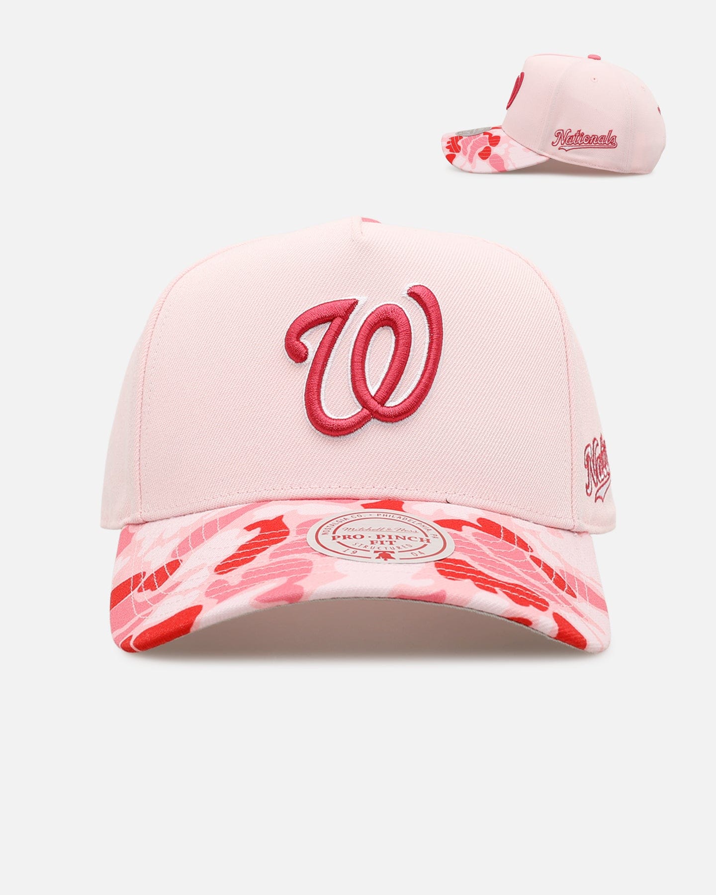 Mitchell & NESS Washington Nationals Pink Camo Pro Pinch Snapback Pink