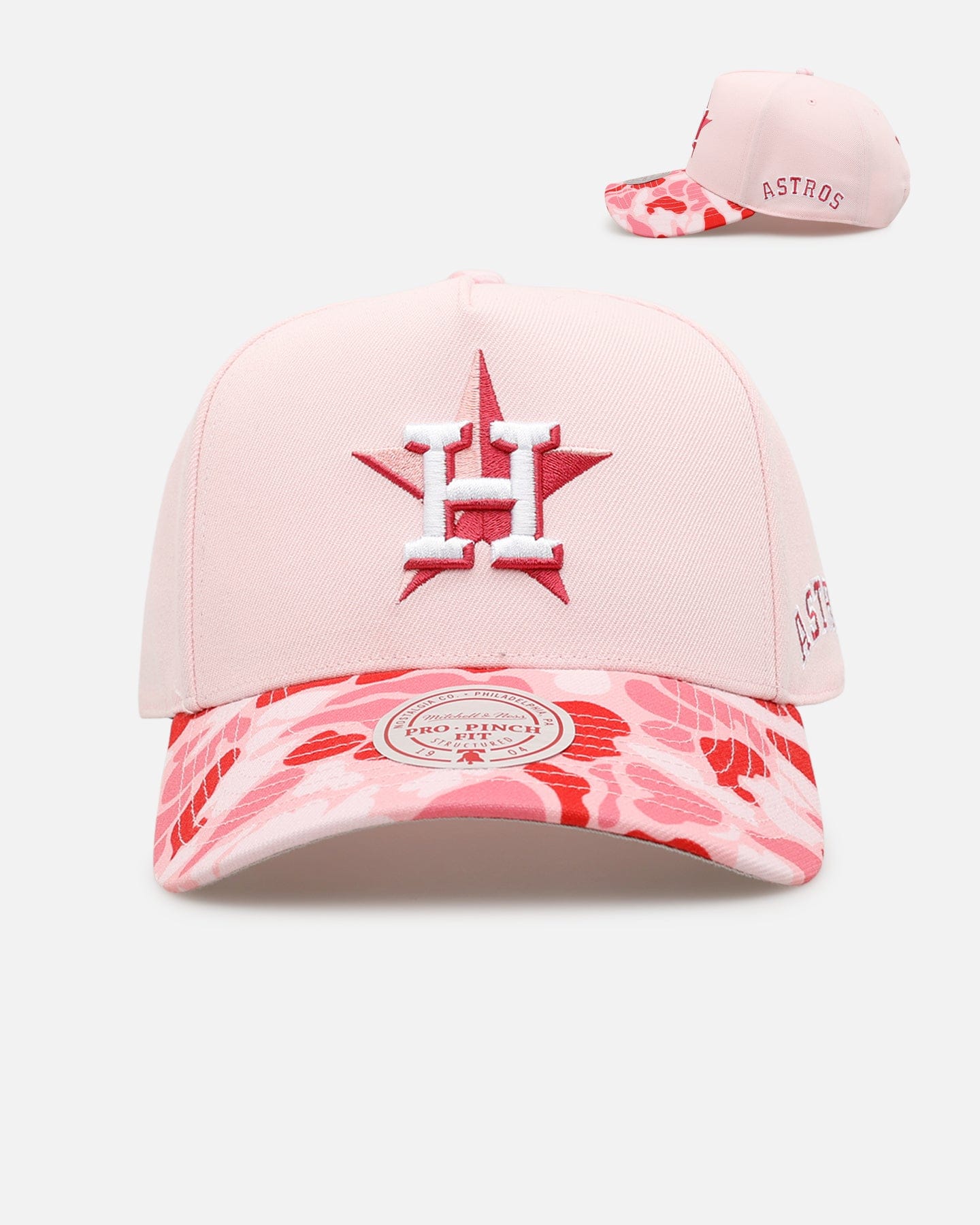 Mitchell & NESS Houston Astros Pink Camo Pro Pinch Snapback Pink
