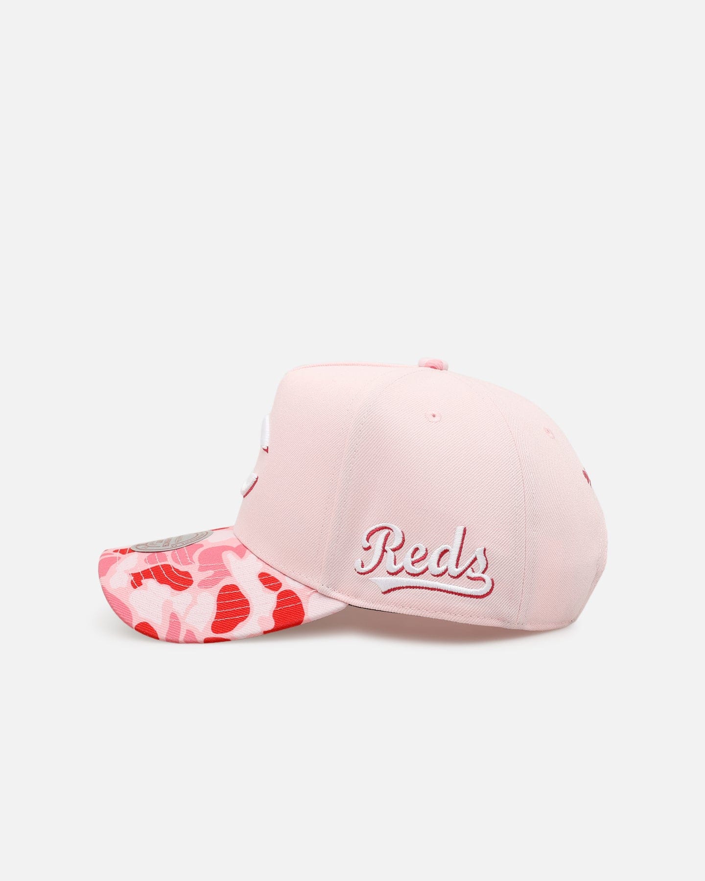 Mitchell & NESS Cincinnati Reds Pink Camo Pro Pinch Snapback Pink