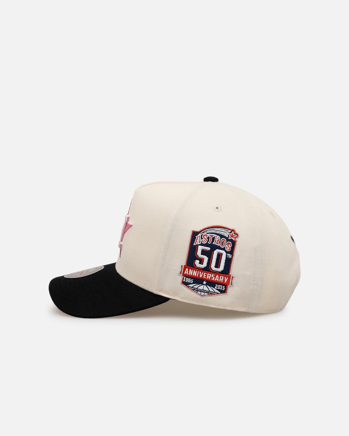 Mitchell & NESS Houston Astros Pink Team Logo Pro Pinch Snapback Off White
