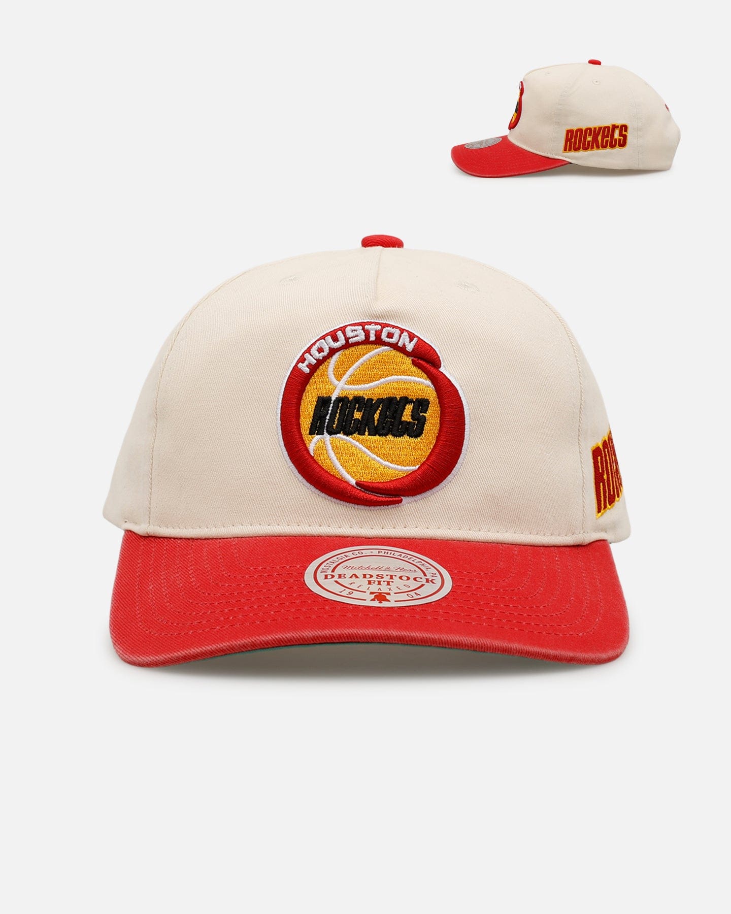 Mitchell & NESS Houston Rockets Washed Cotton Deadstock Snapback Off White