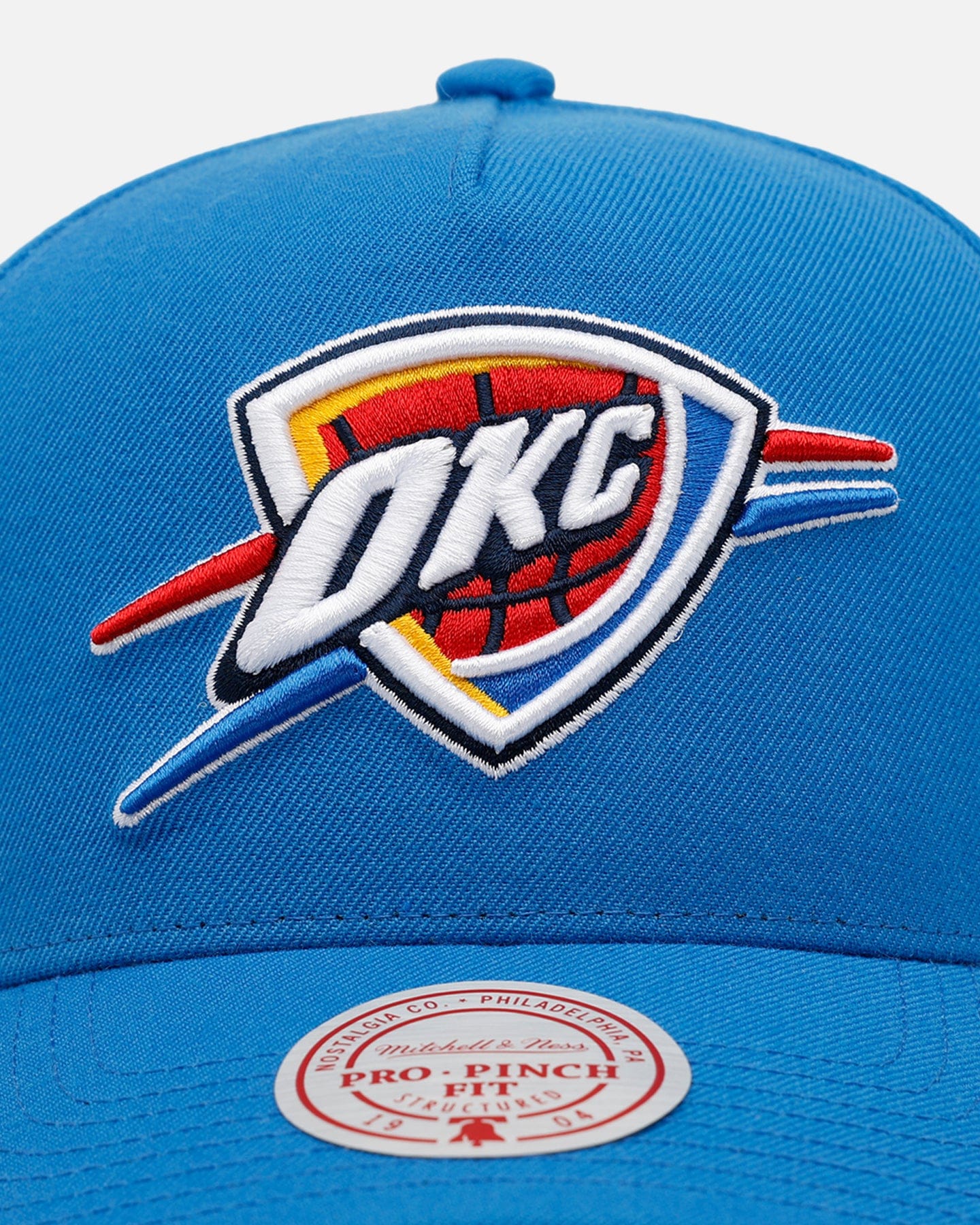 Mitchell & NESS Oklahoma City Thunder Pink Side Patch Pro Pinch Snapback Official Team Color