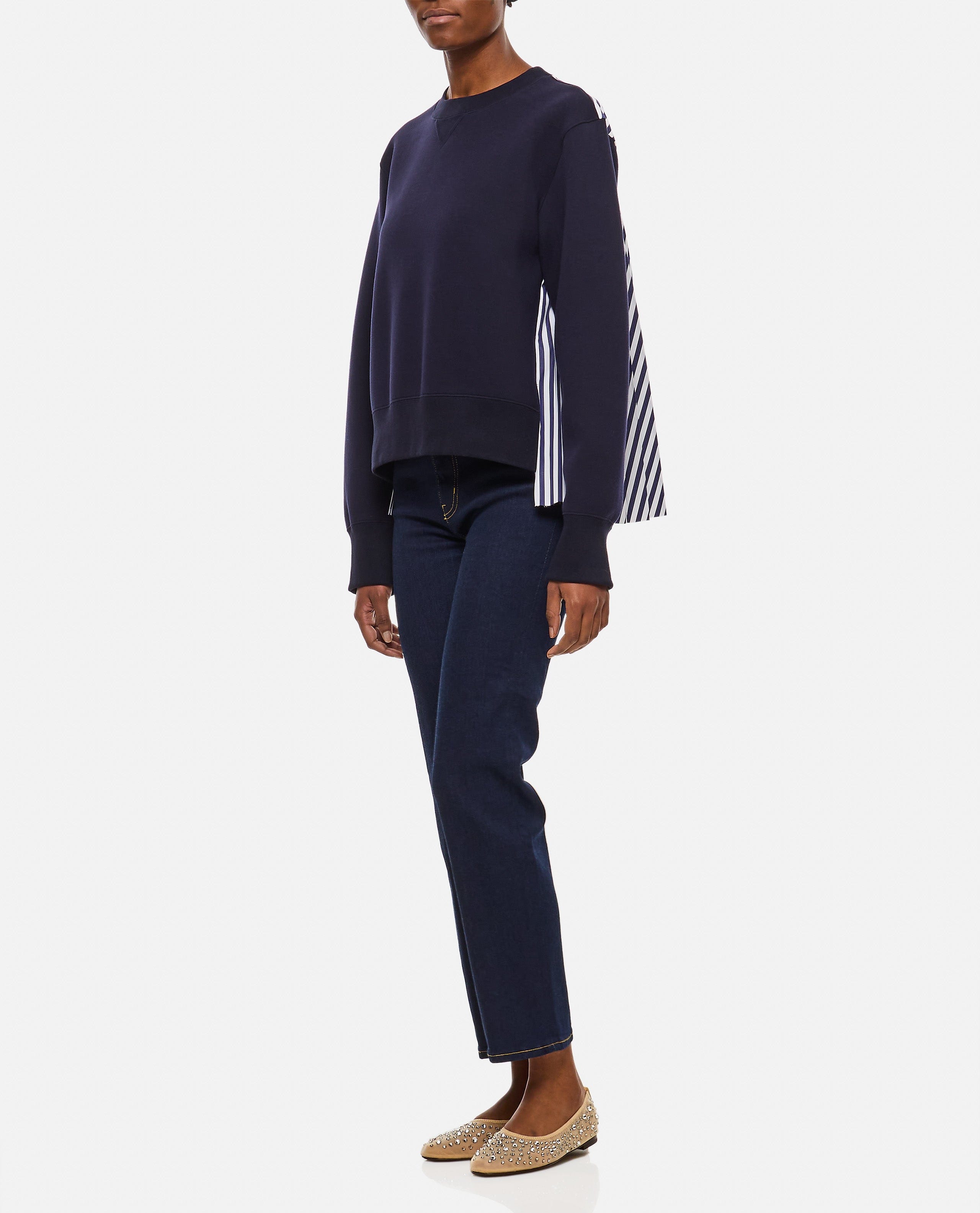 Sacai FELPA CON RETRO TESSUTO PLISSETTATO