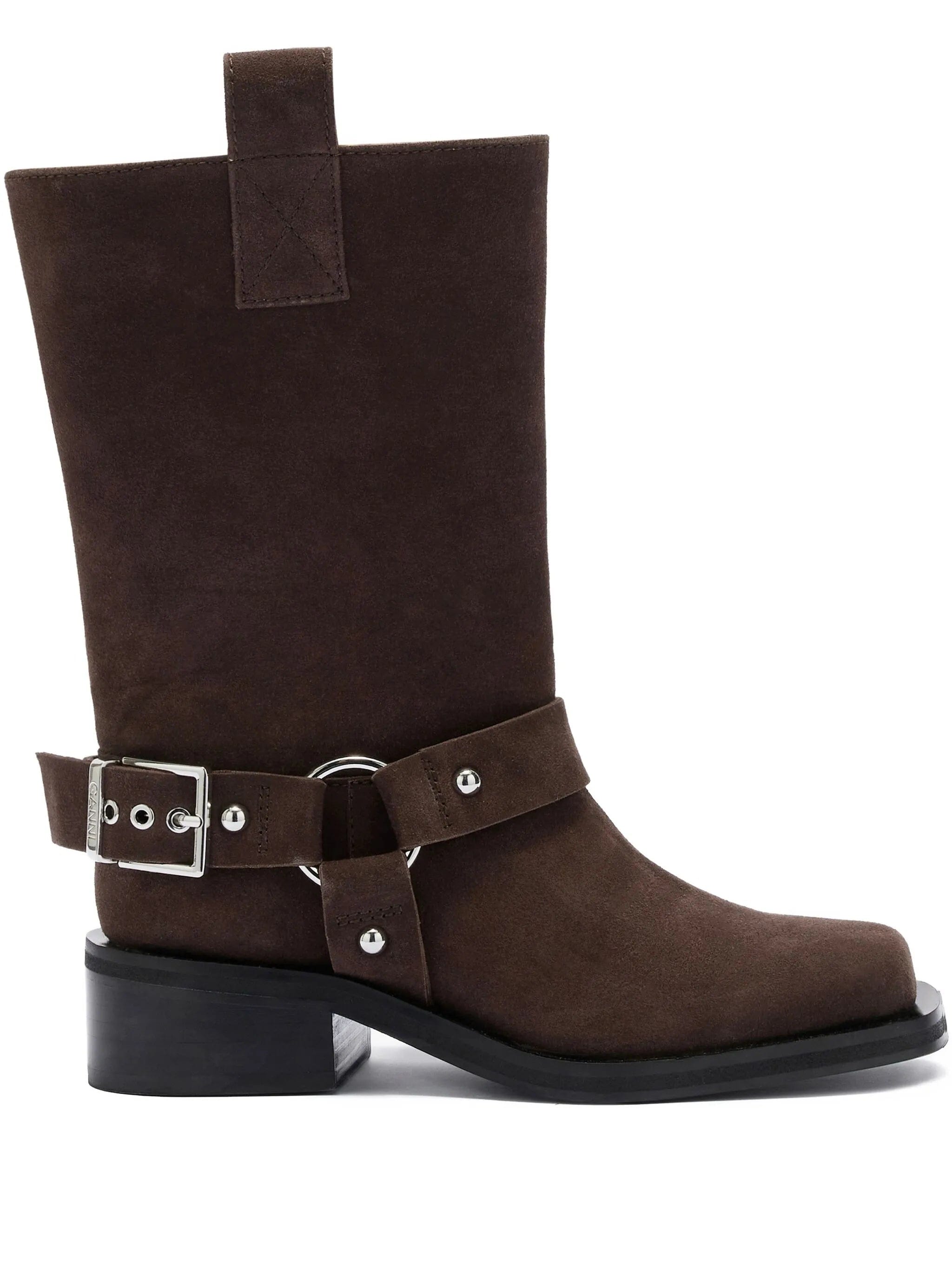 GANNI buckle - detail suede boots