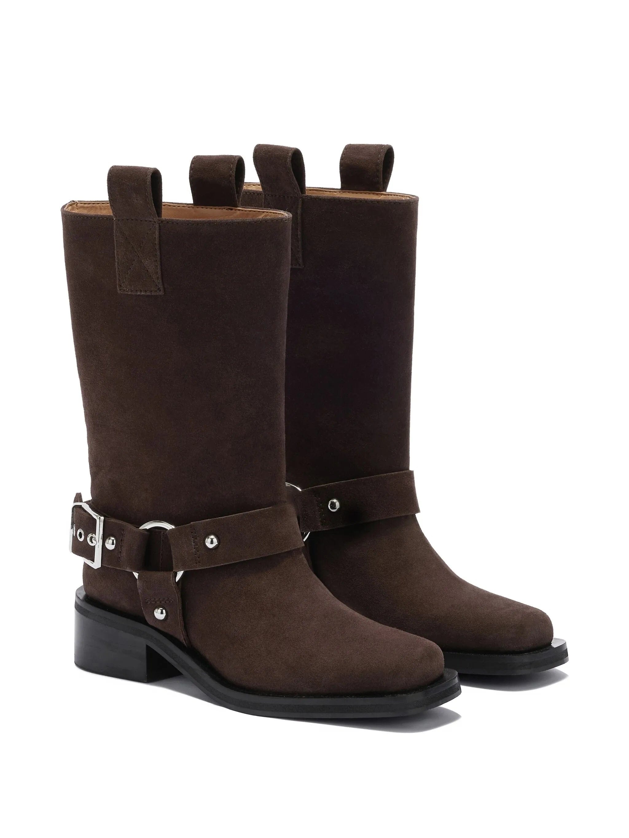 GANNI buckle - detail suede boots