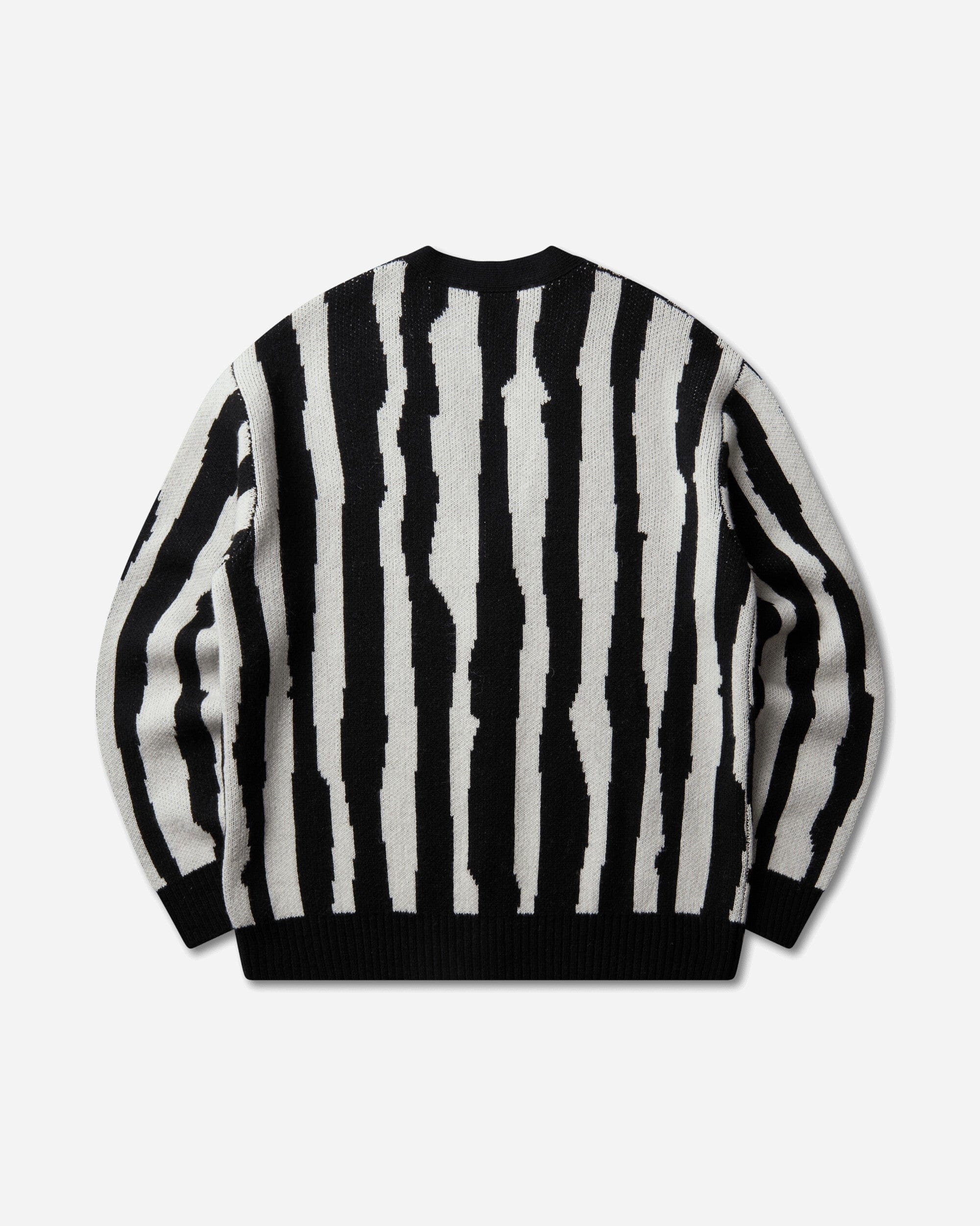 Undercover Men's Jacquard Wool Cardigan Black Stripe