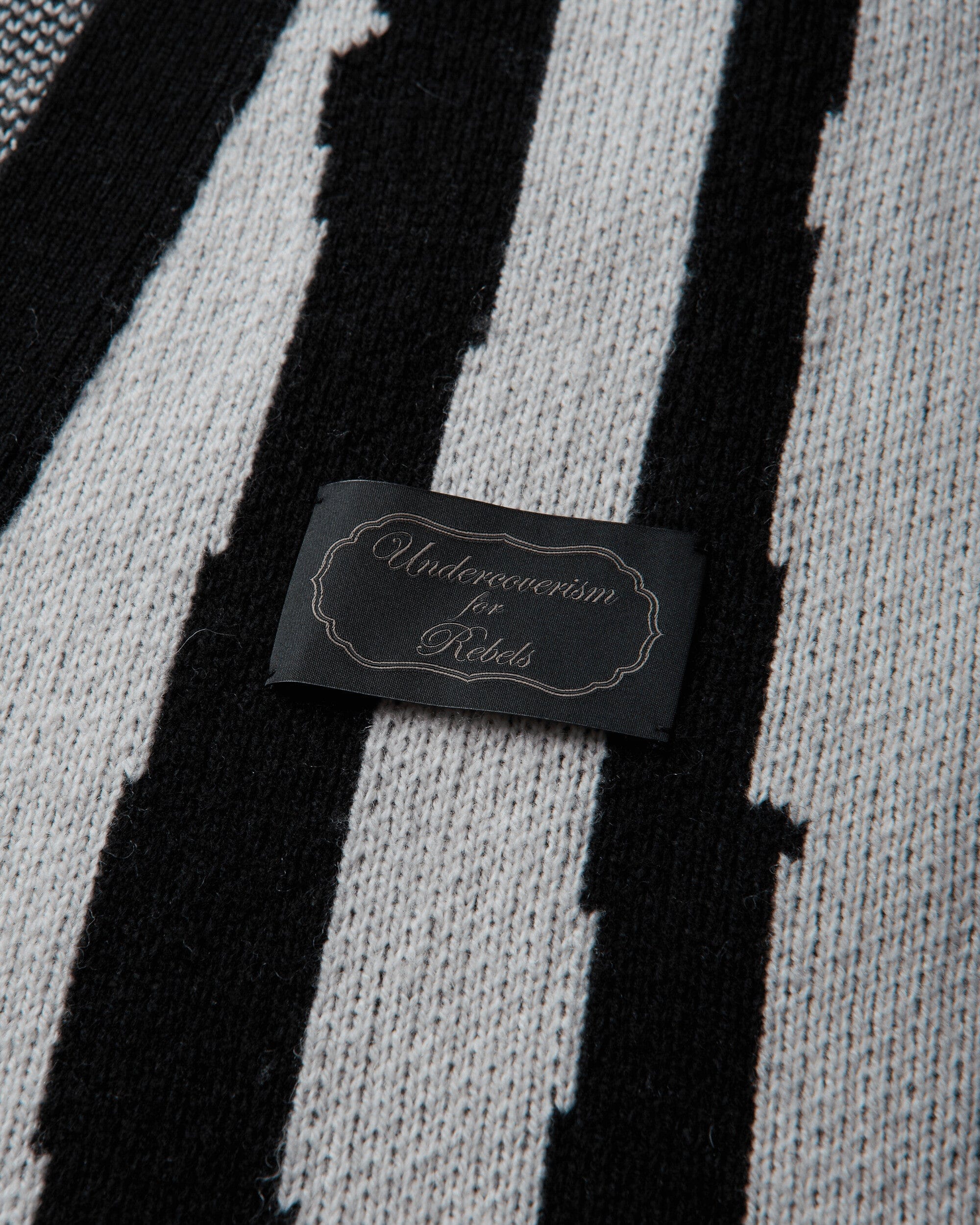 Undercover Men's Jacquard Wool Cardigan Black Stripe