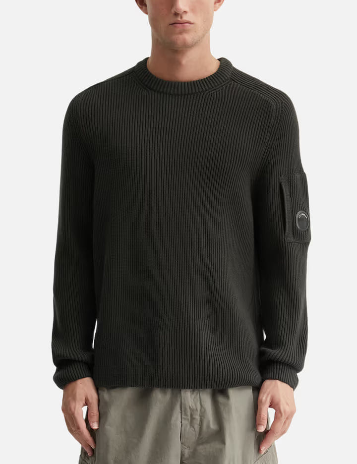 C.P. Company Full Rib Cotton Crewneck Lens Sweater