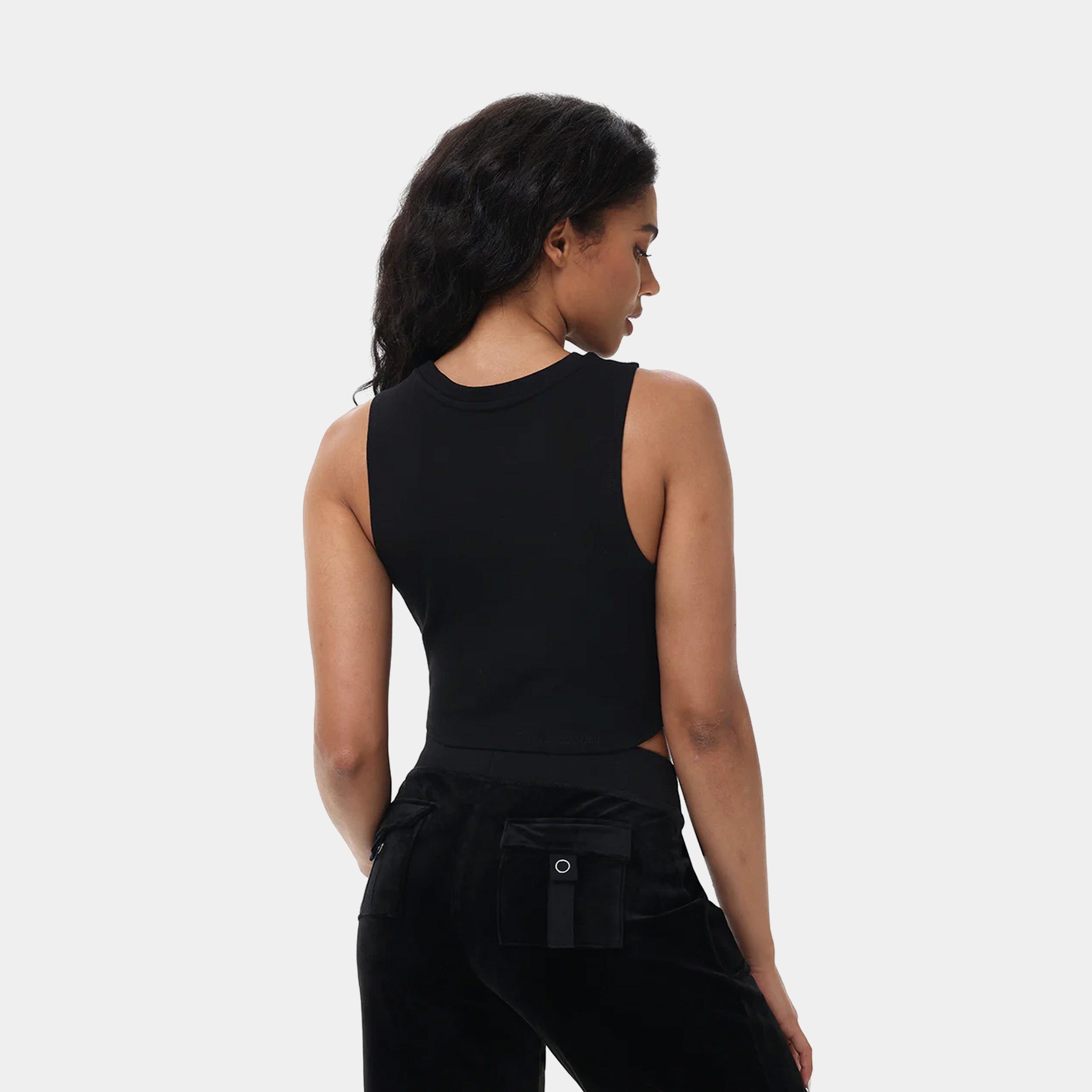 JUICY Couture OG Cropped Graphic Womens Tank Top (Black/Red)
