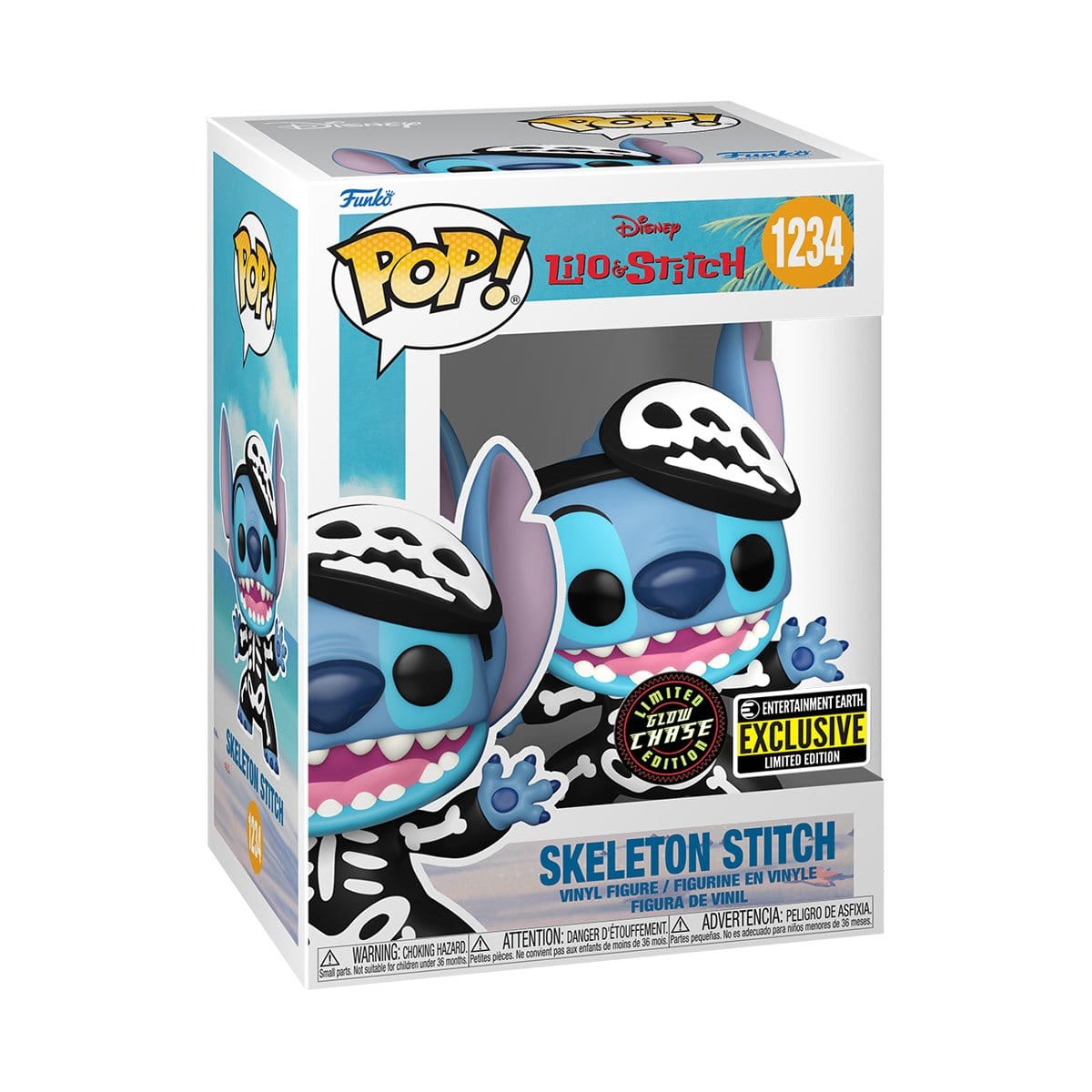 Funko Pop Lilo & Stitch Skeleton Stitch EE Exclusive GITD CHASE 1234 Vinyl Figure
