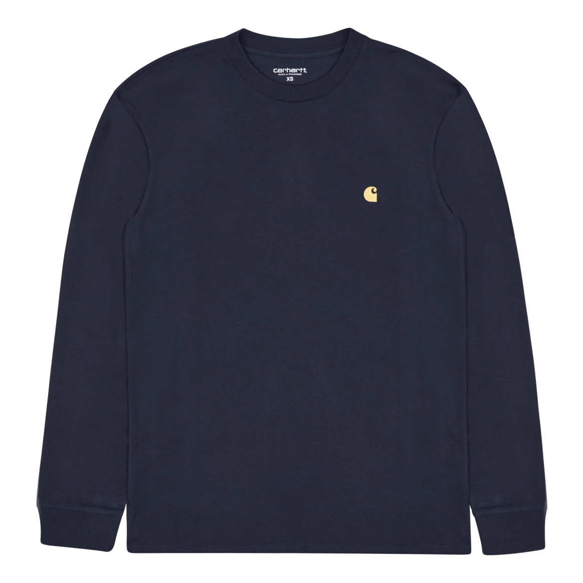 Carhartt WIP L/s Chase T - shirt 100% Cotton Dark Navy / Gold