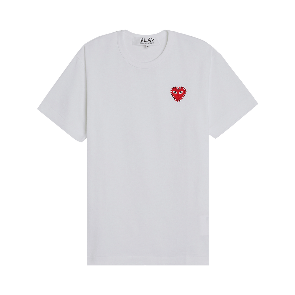 Comme des Garçons PLAY Emblem Rhinestone Heart T-Shirt White/Red