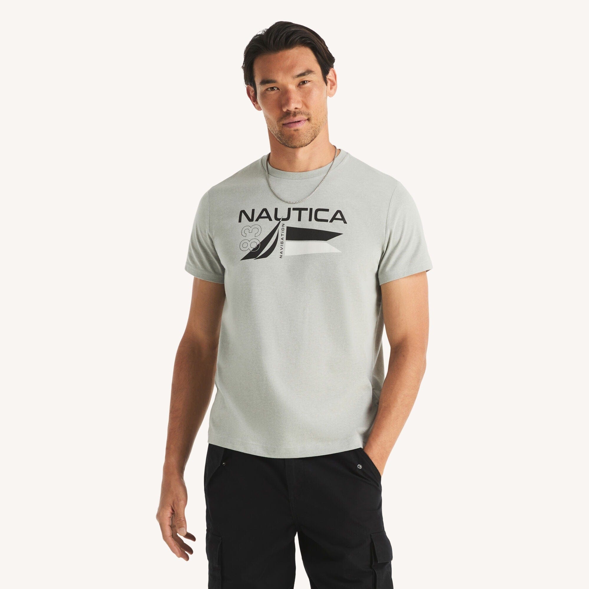 Nautica Mens Logo & Flag Graphic T - Shirt