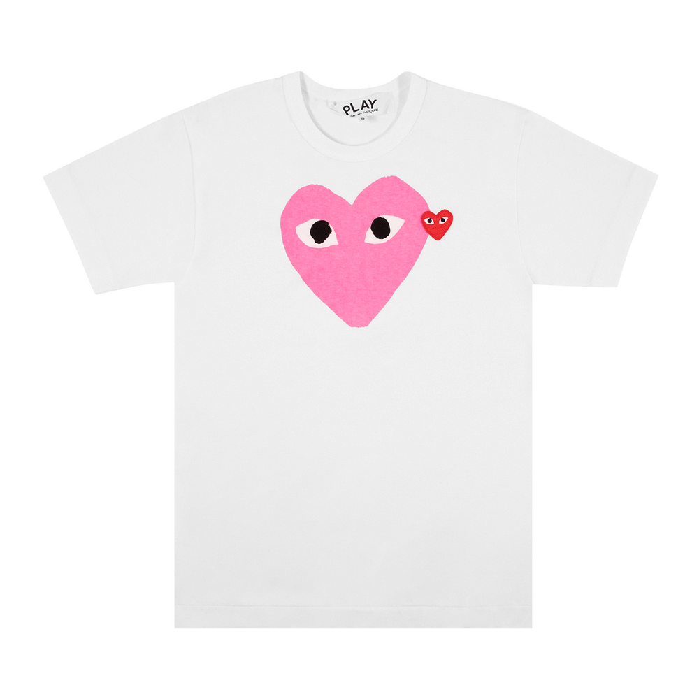 Comme des Garçons Shorts-Sleeve Play T-Shirt With Pink Heart Pink/White