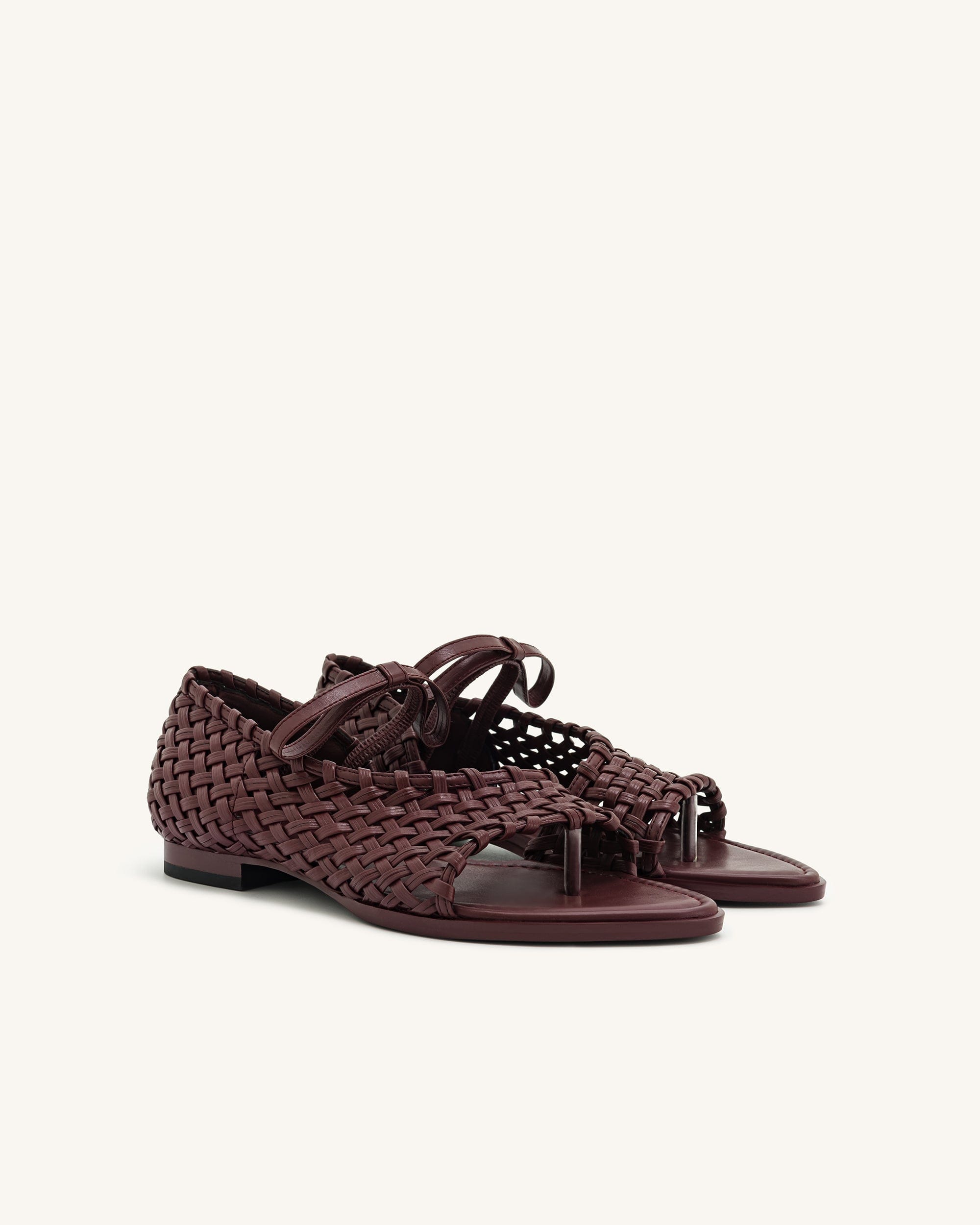 Jw Pei Jocelyn Weave Strap Flip Flops Claret Red