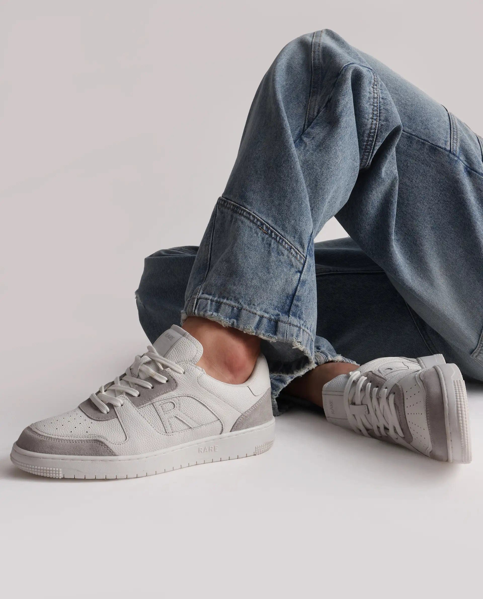 RAREZ Rare Rabbit Men Zouk White Leather Lace - Up Closure Sneakers