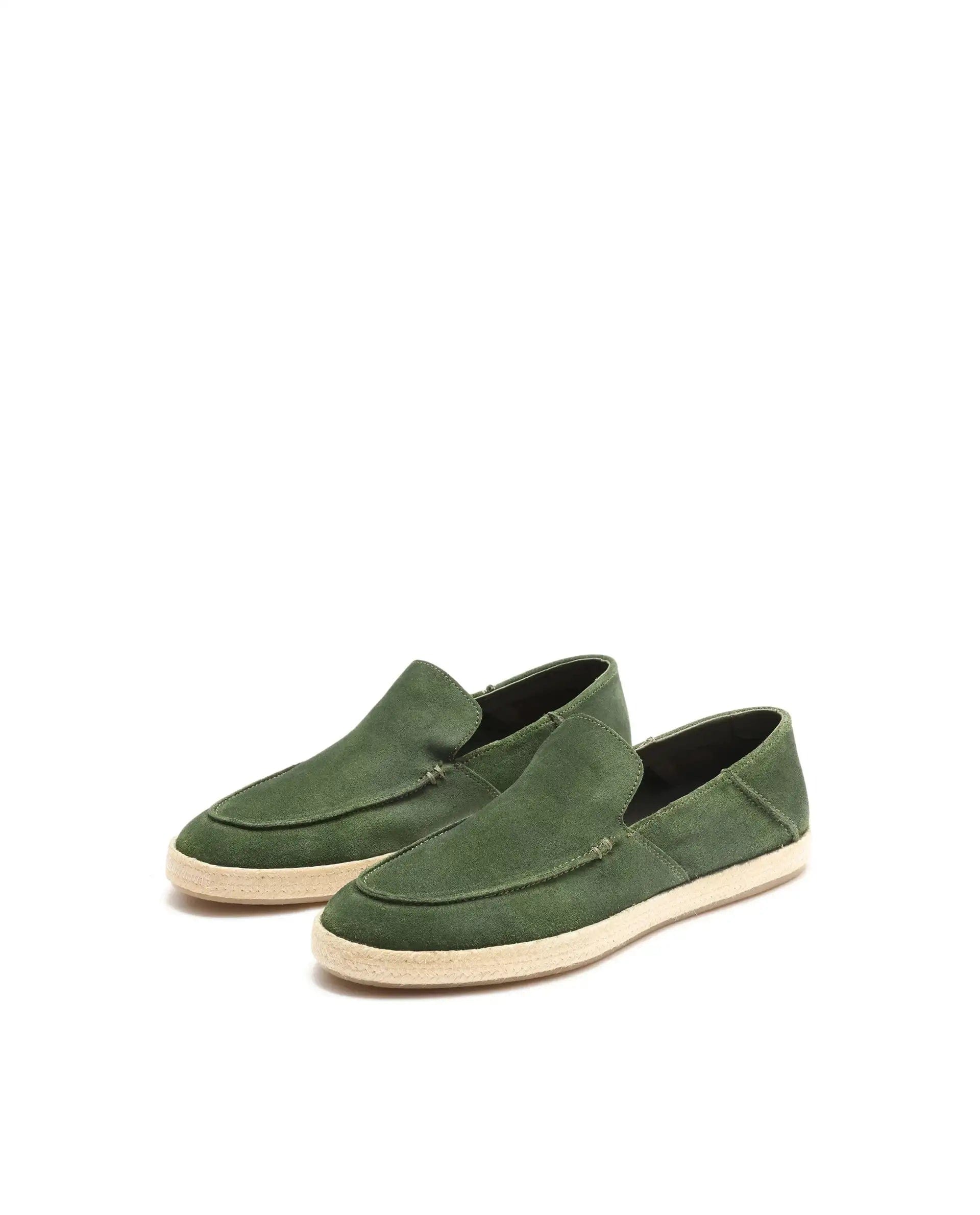 RAREZ Rare Rabbit Men Havana Emerald Green Suede Leather Slip - On Closure Shoes