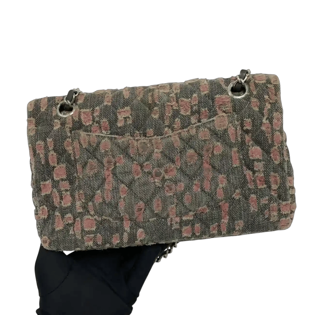 True To Sole Chanel Multicolor Classic Flap Double Flap 25 cm Medium Denim Tweed Chain Shoulder Bag