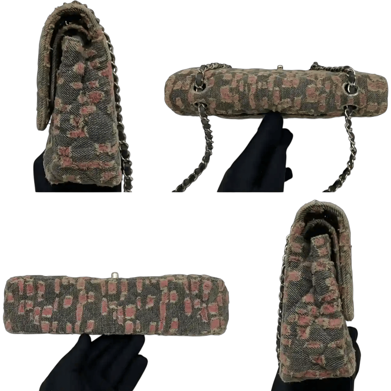 True To Sole Chanel Multicolor Classic Flap Double Flap 25 cm Medium Denim Tweed Chain Shoulder Bag