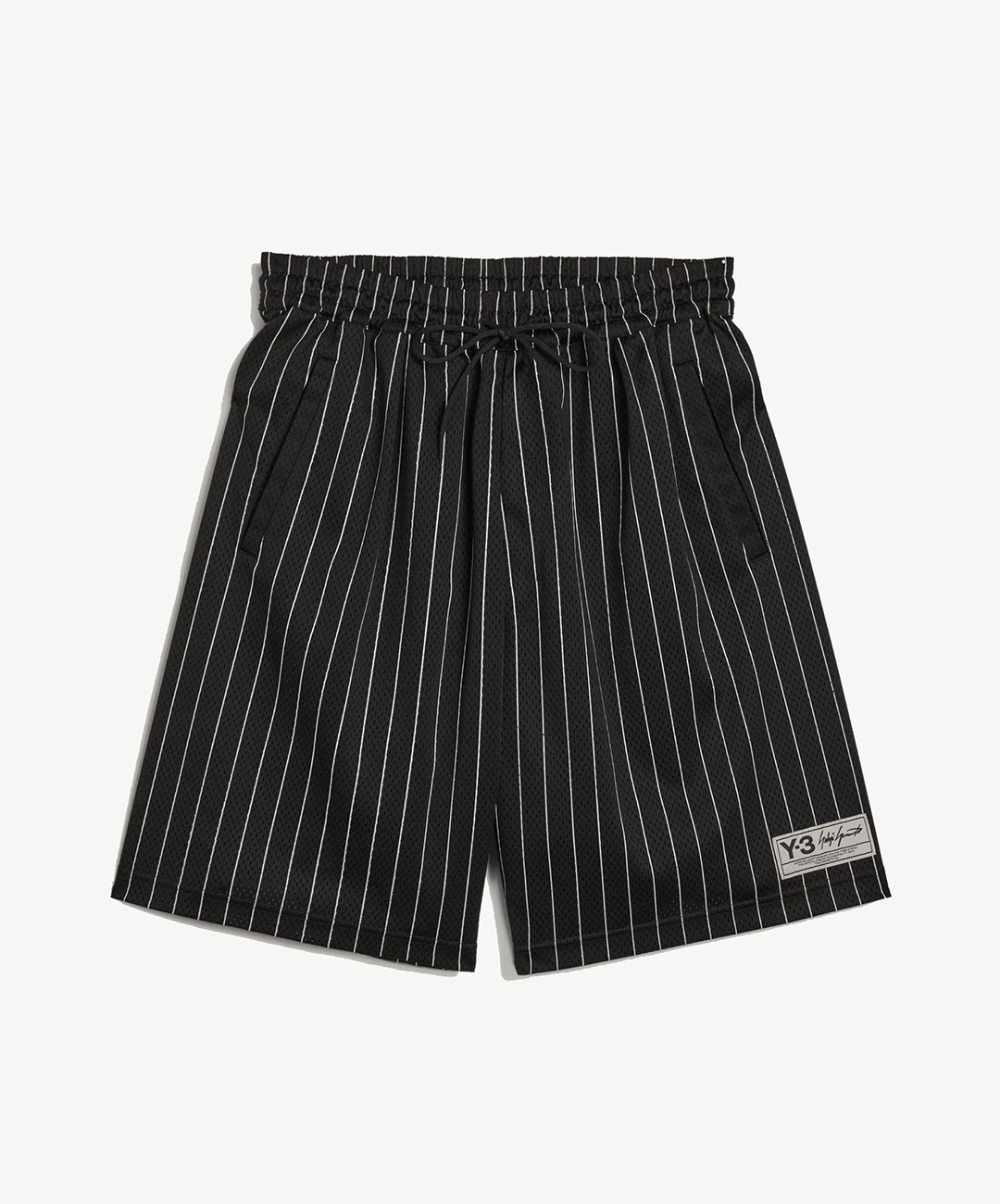 Y - 3 | Y - 3 MESH PINSTRIPE SHORTS { BLACK