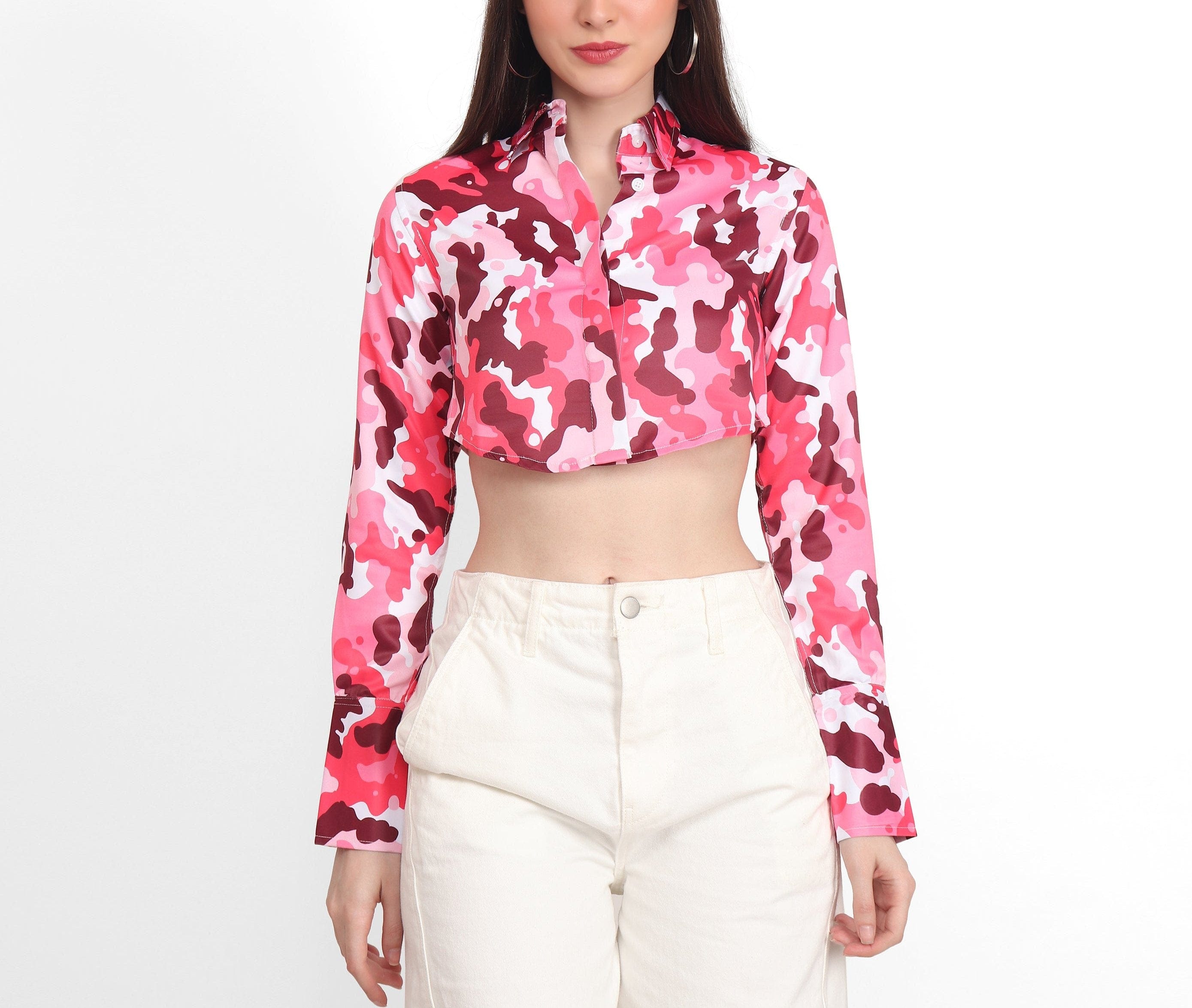 The Khwaab Winery Camo Cropped Shirt