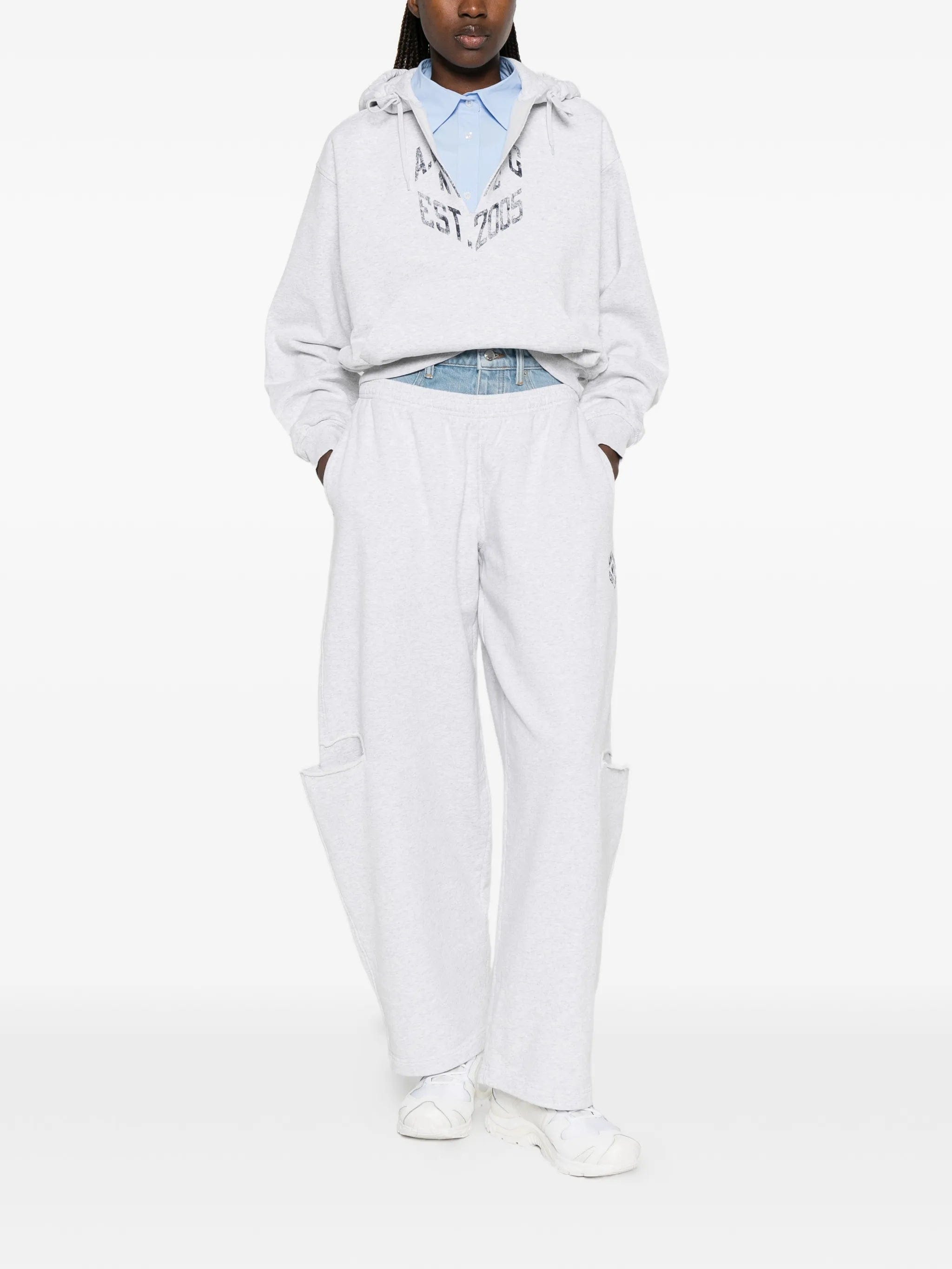 Alexander Wang logo - print cropped hoodie