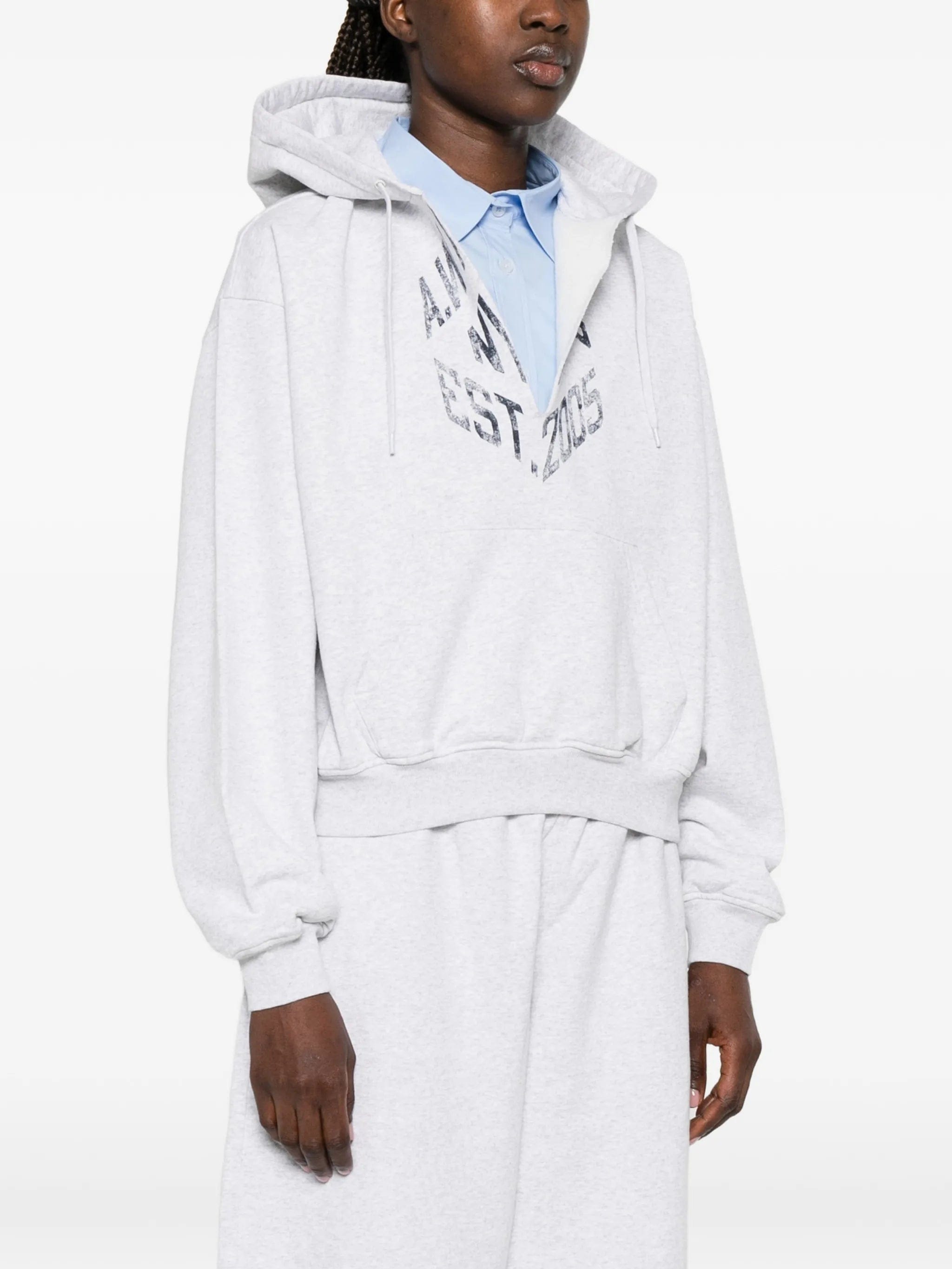 Alexander Wang logo - print cropped hoodie