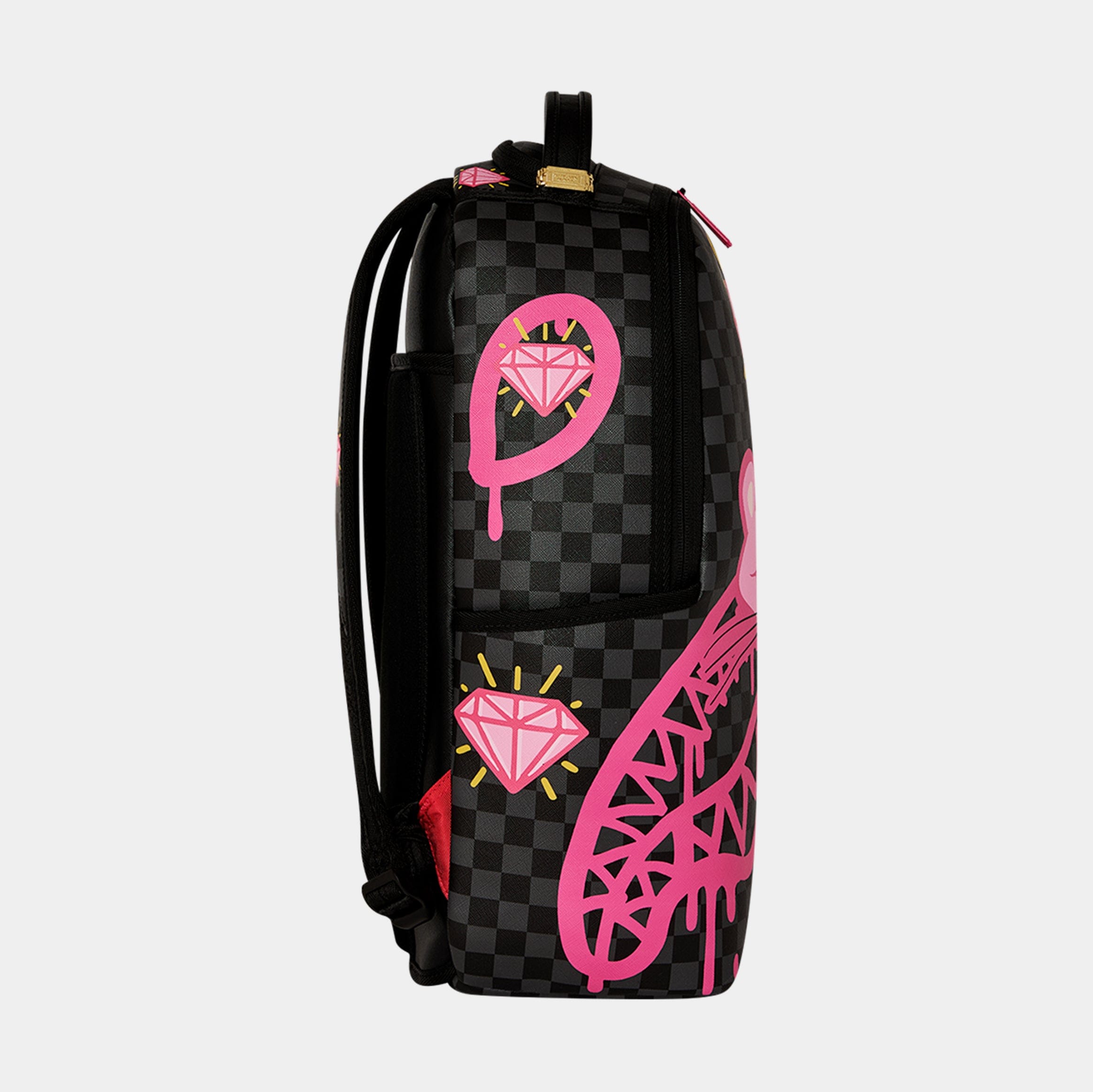 Sprayground Pink Panther Drippy Diamonds Mens Backpack (Grey/Pink)