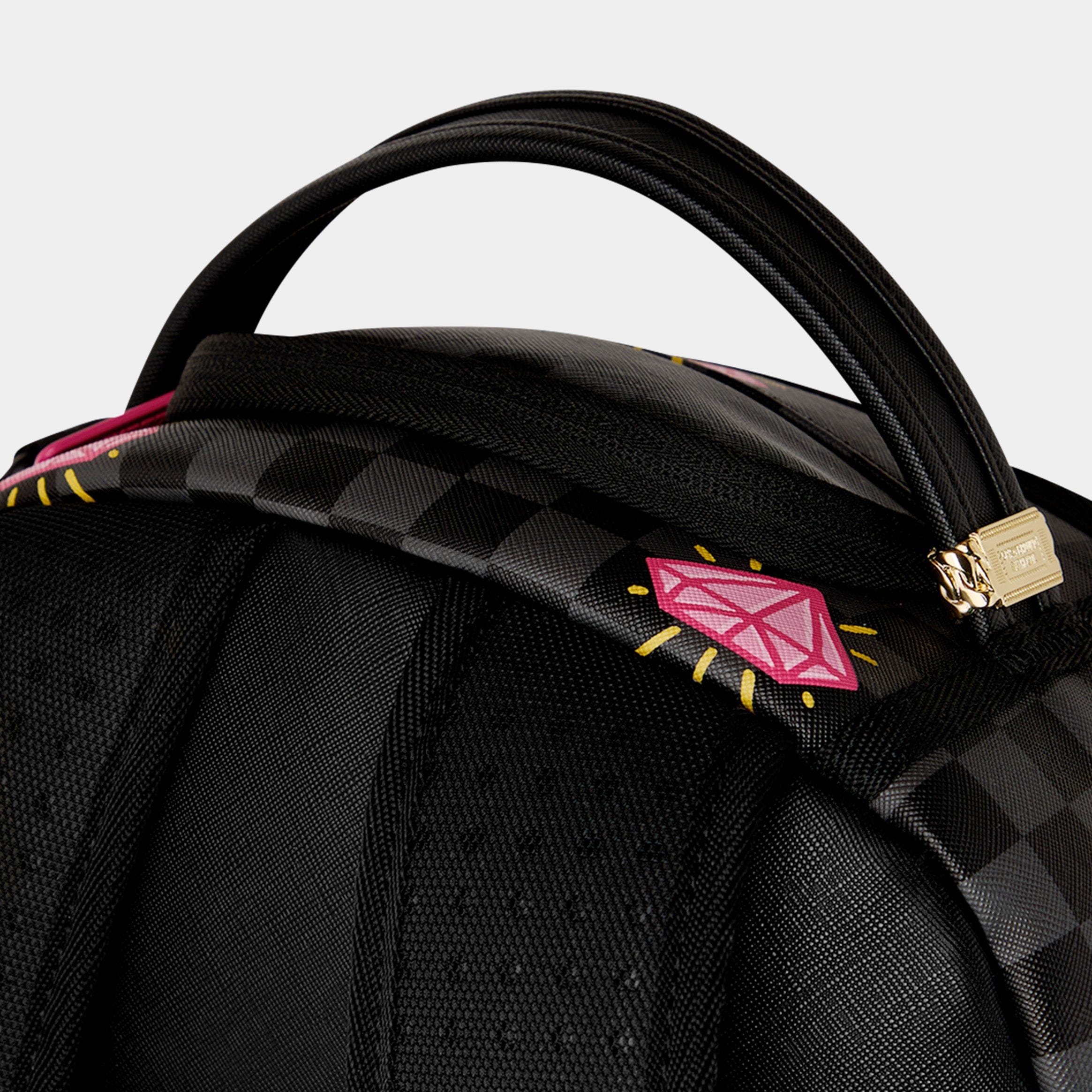 Sprayground Pink Panther Drippy Diamonds Mens Backpack (Grey/Pink)