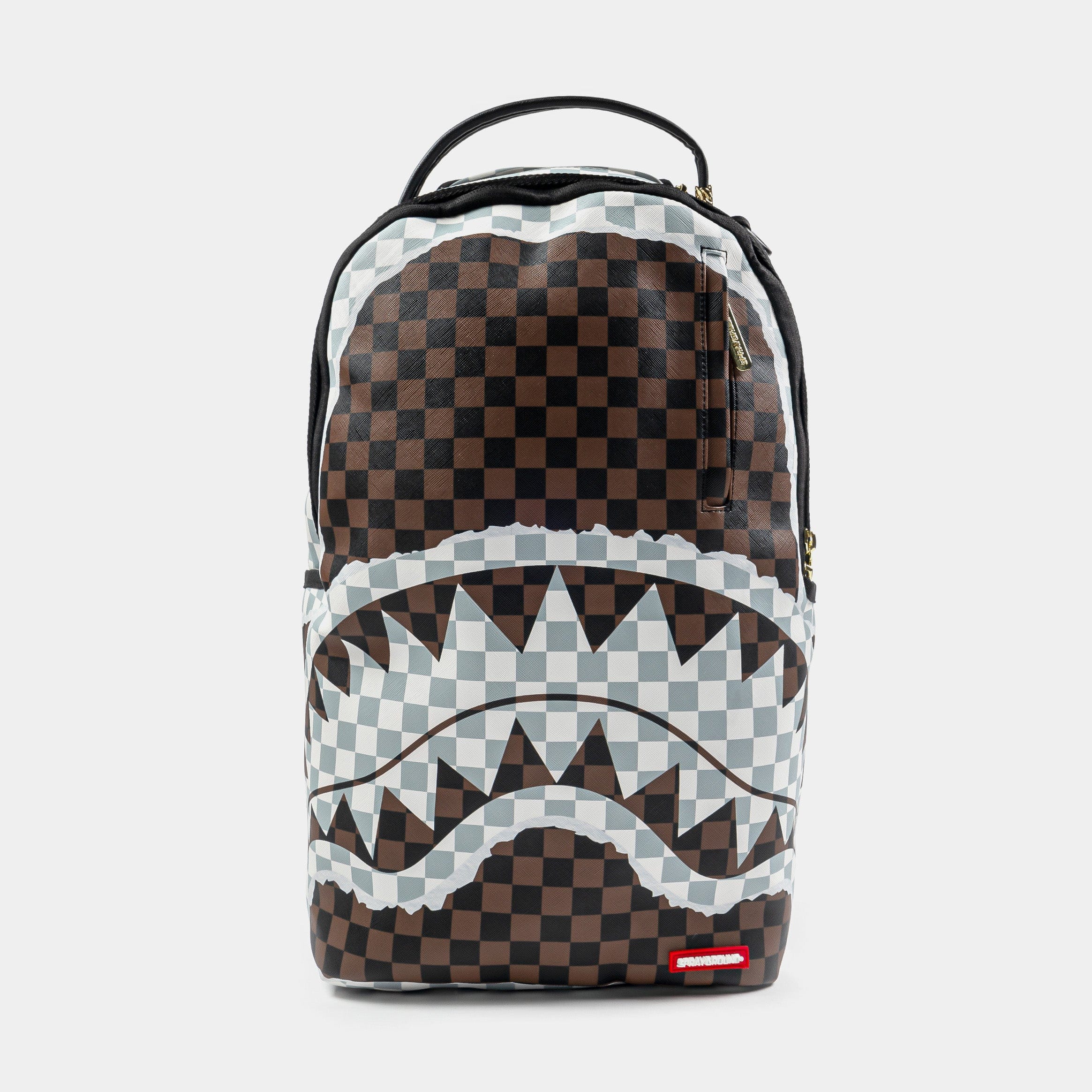 Sprayground Tear Away Checkered Mens Backpack (Cream/Brown)