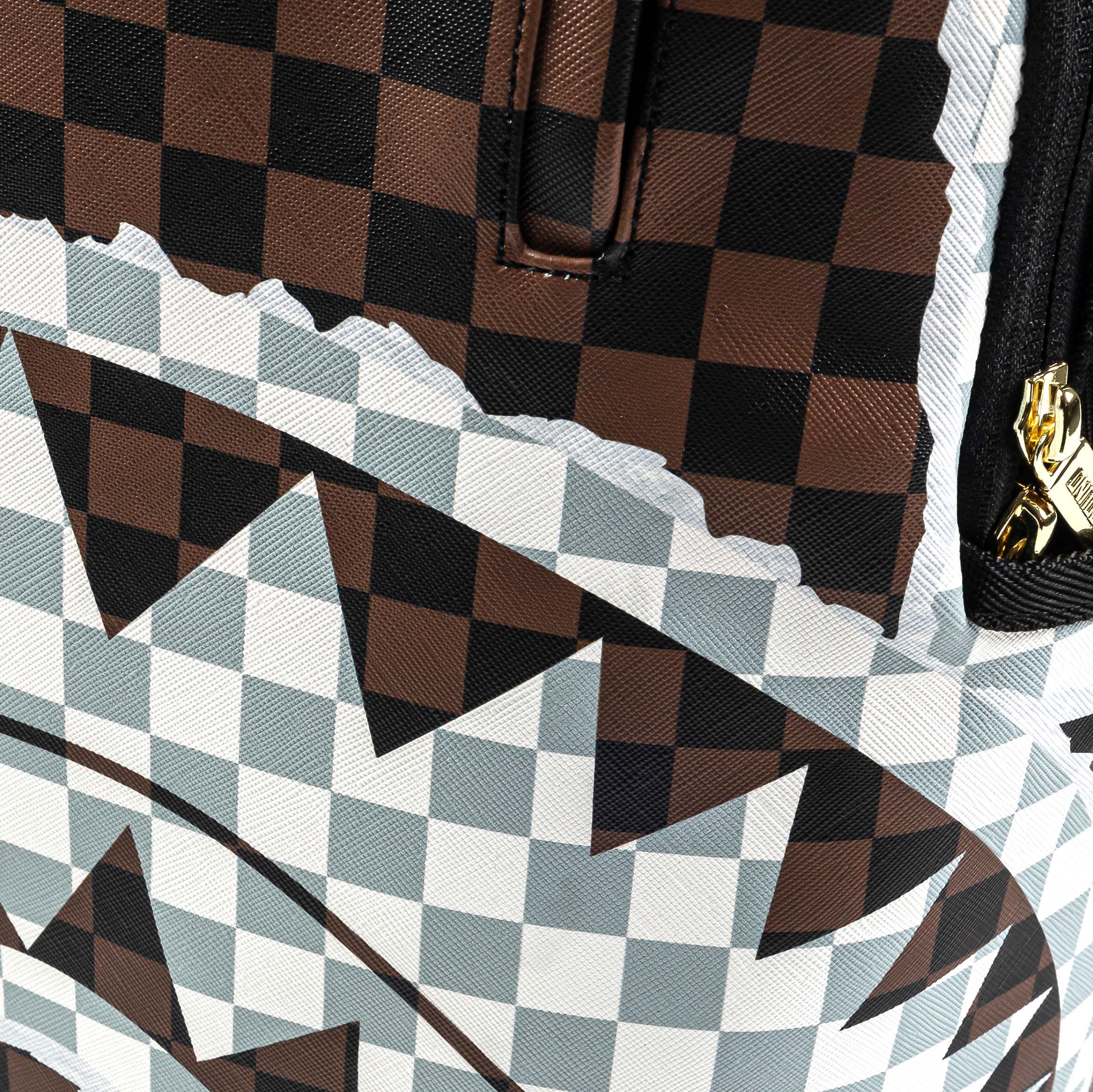 Sprayground Tear Away Checkered Mens Backpack (Cream/Brown)