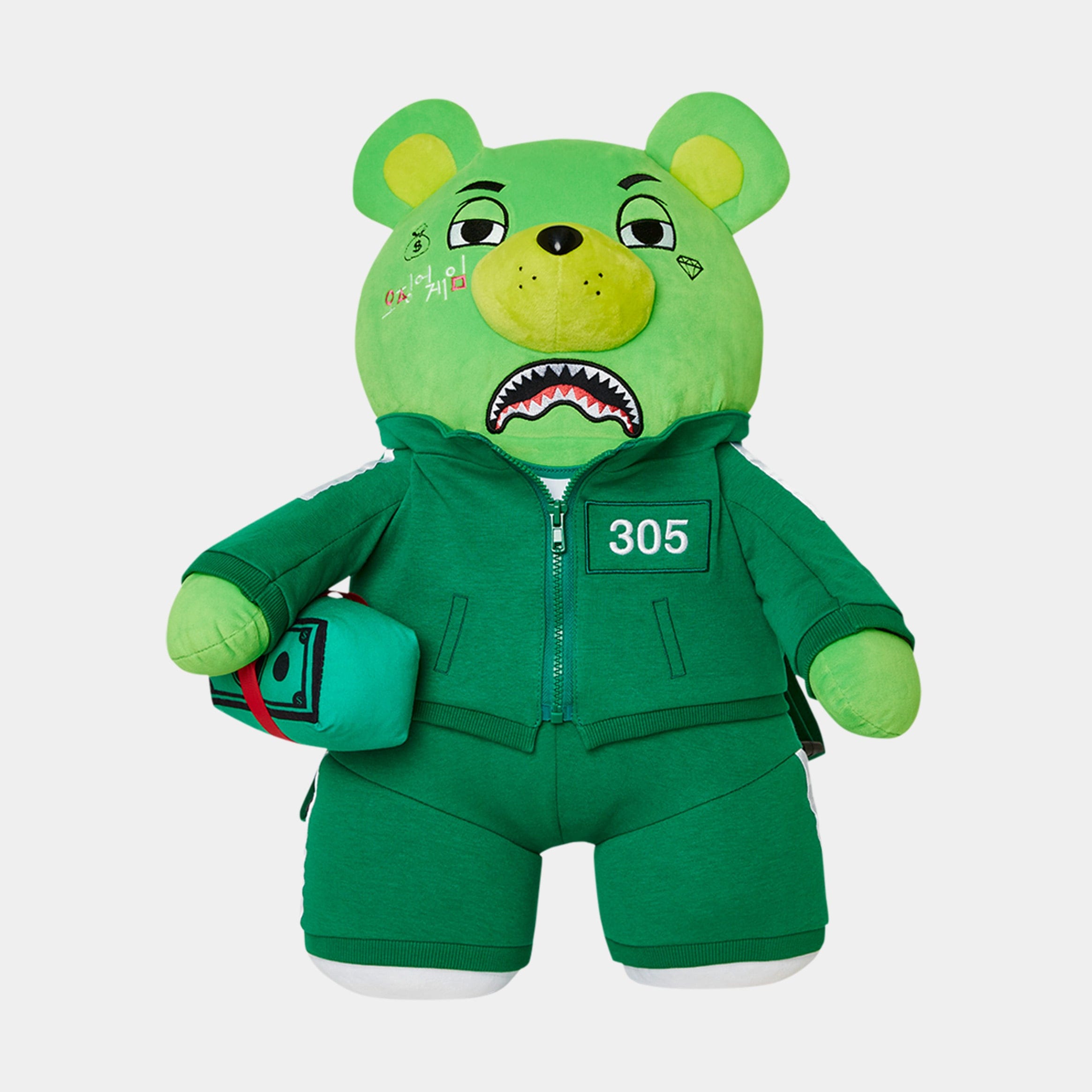 Sprayground Squid Game Contestant Bear Mens Backpack (Green/White)