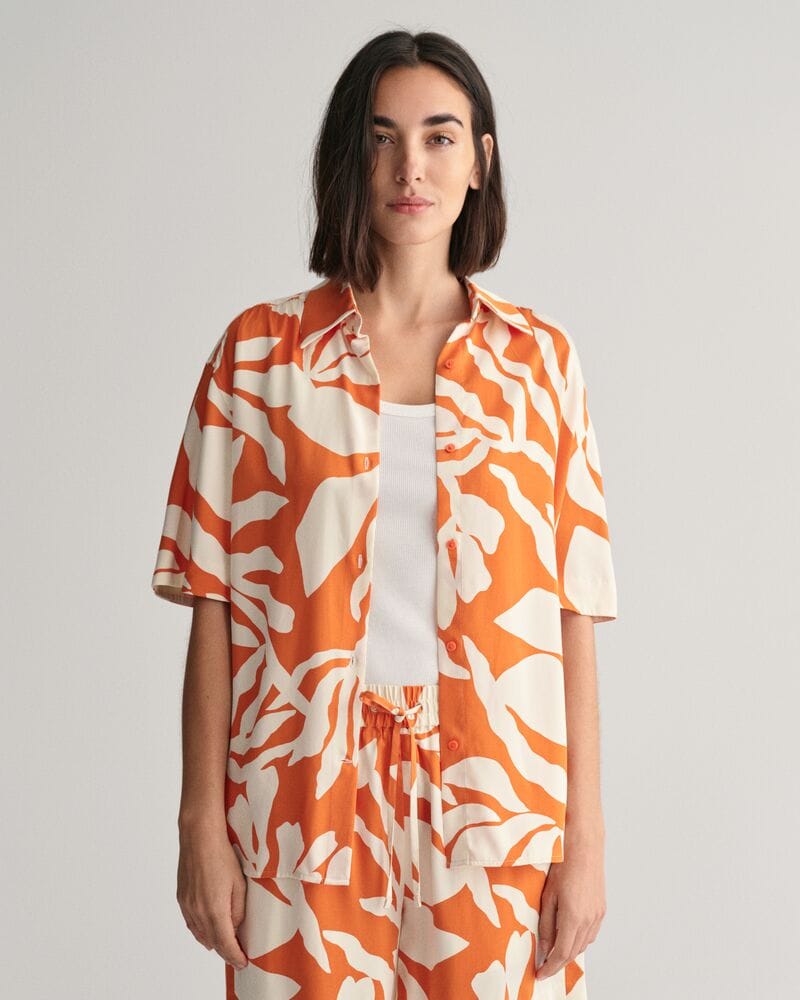 Gant Relaxed Fit Palm Print Short Sleeve Shirt