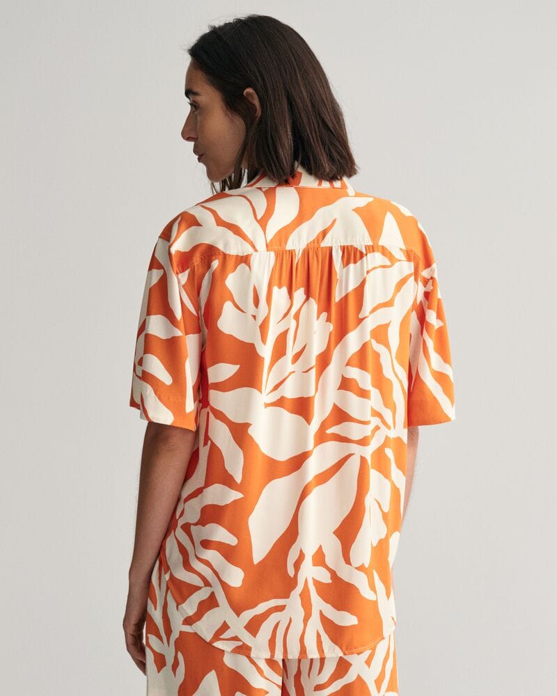 Gant Relaxed Fit Palm Print Short Sleeve Shirt