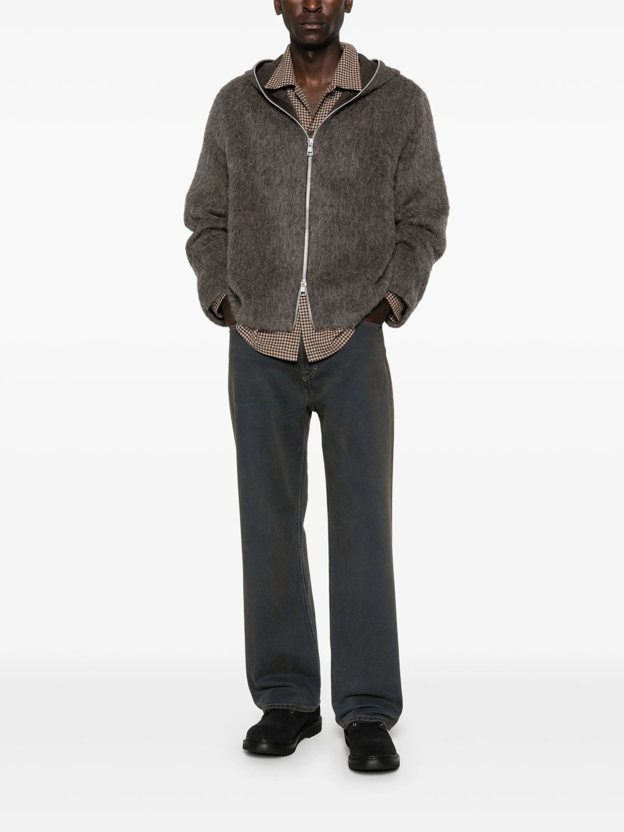 OUR Legacy hairy - texture zip - up hoodie