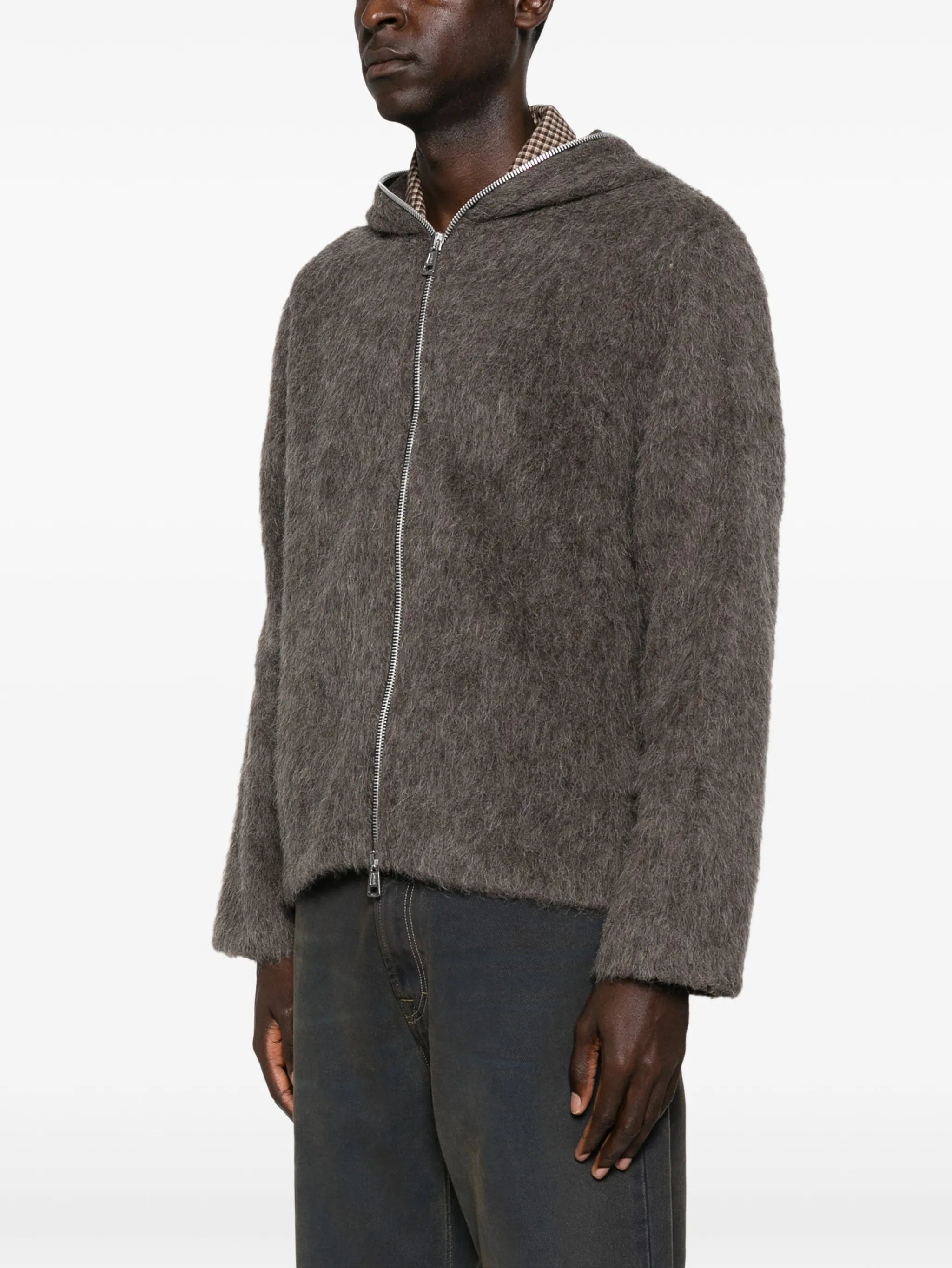 OUR Legacy hairy - texture zip - up hoodie
