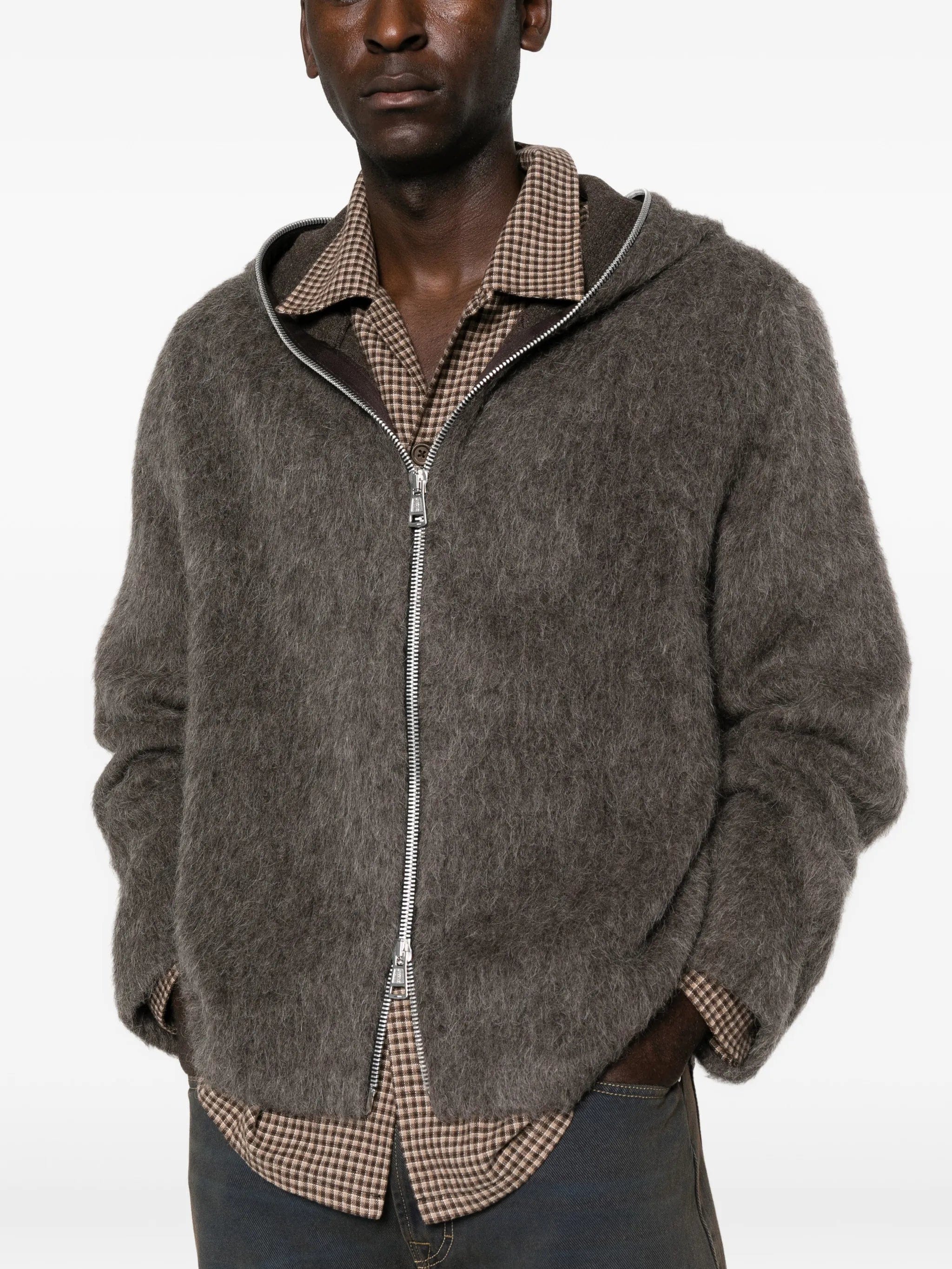 OUR Legacy hairy - texture zip - up hoodie