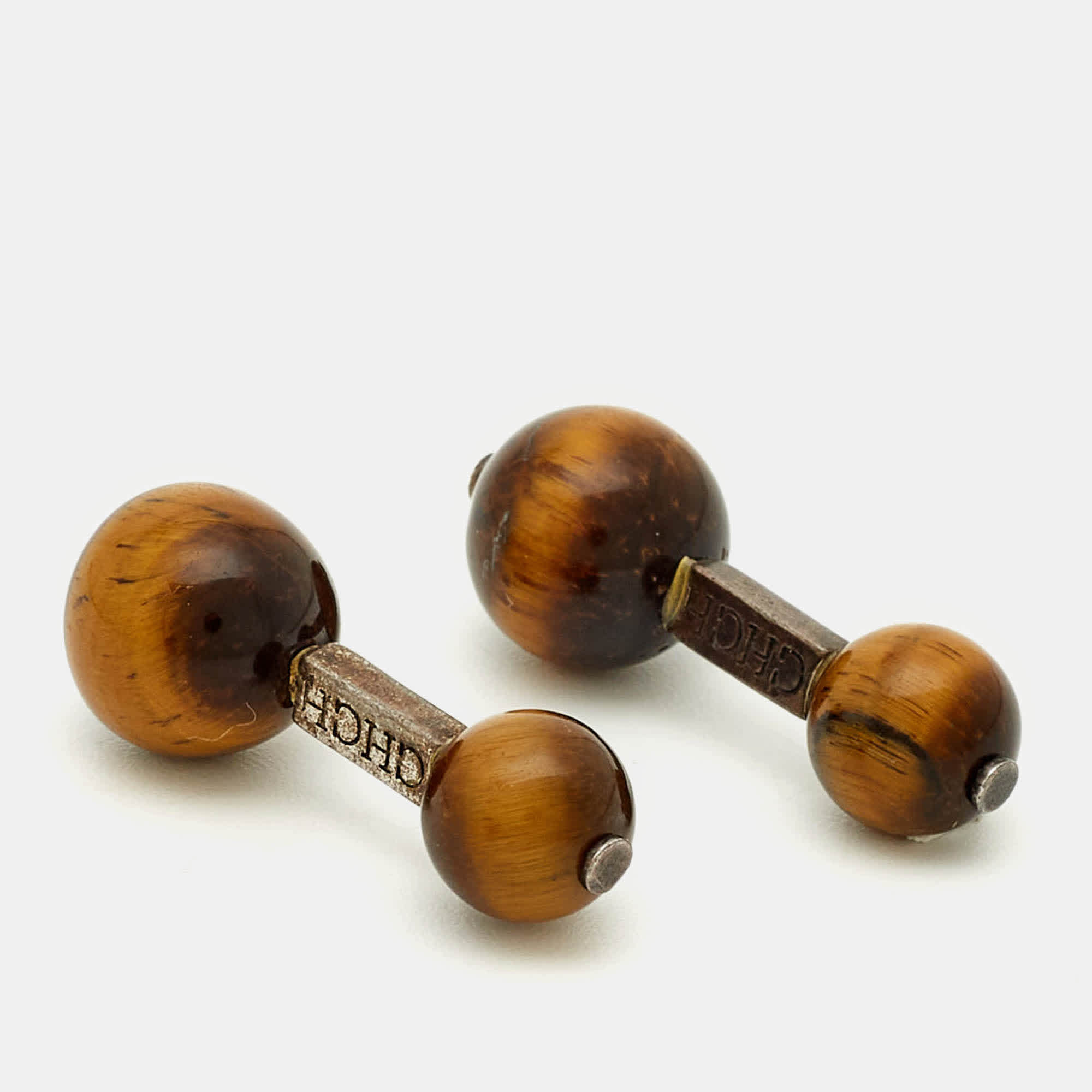 Carolina Herrera Tigers Eye Silver 925 Cufflinks
