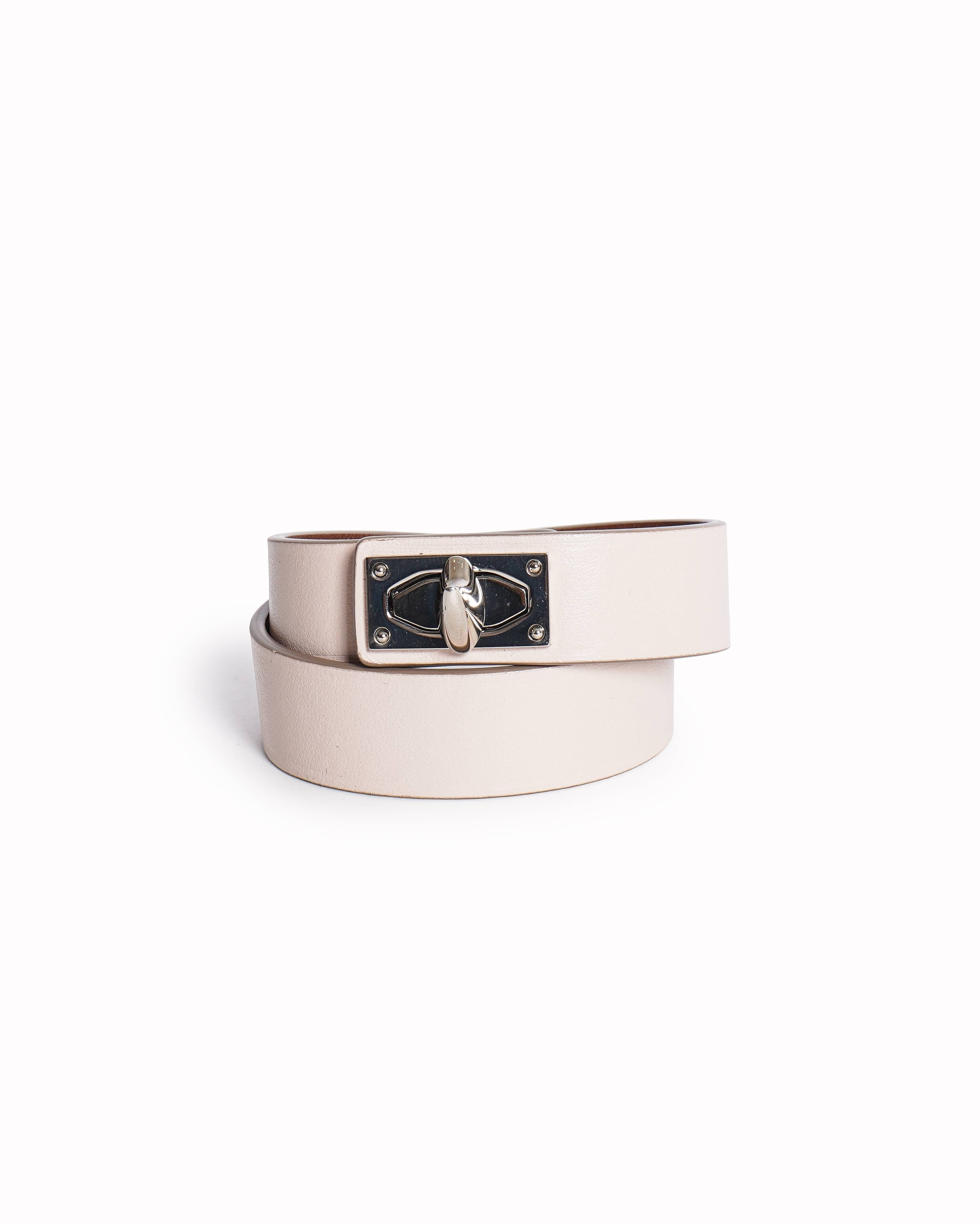 Givenchy Pink Leather Double Wrap Shark Lock Bracelet