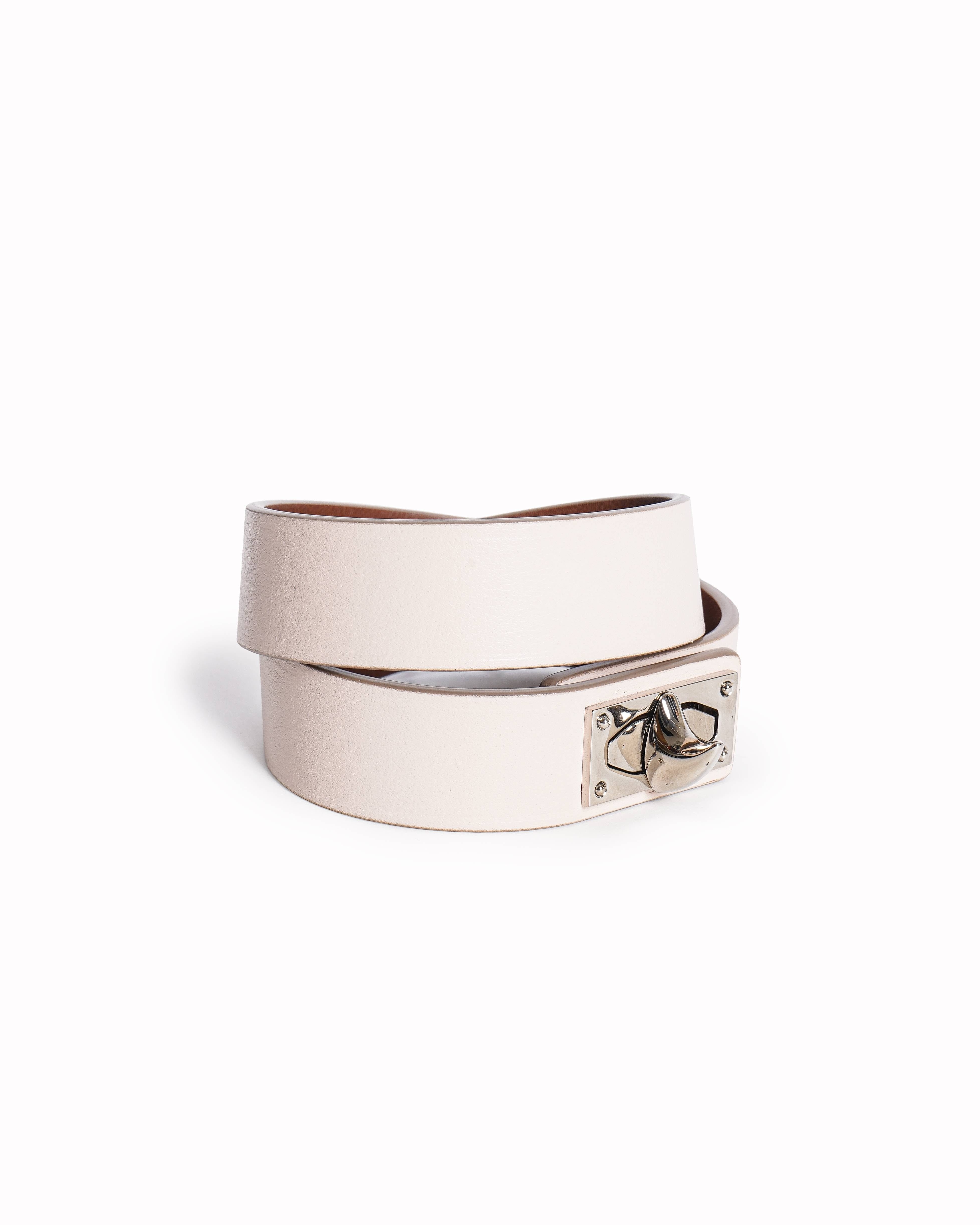Givenchy Pink Leather Double Wrap Shark Lock Bracelet