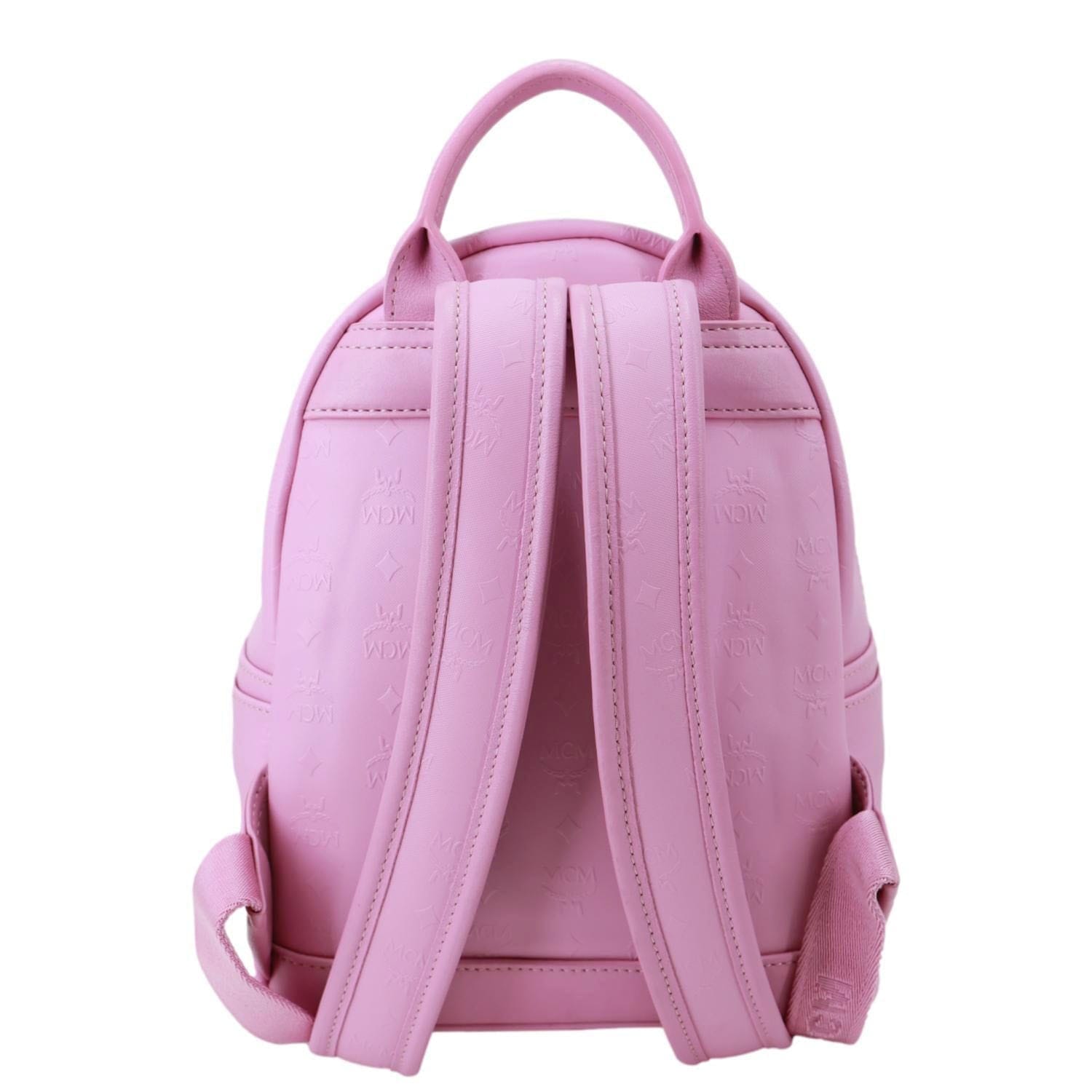MCM Visetos Leather Backpack Pink
