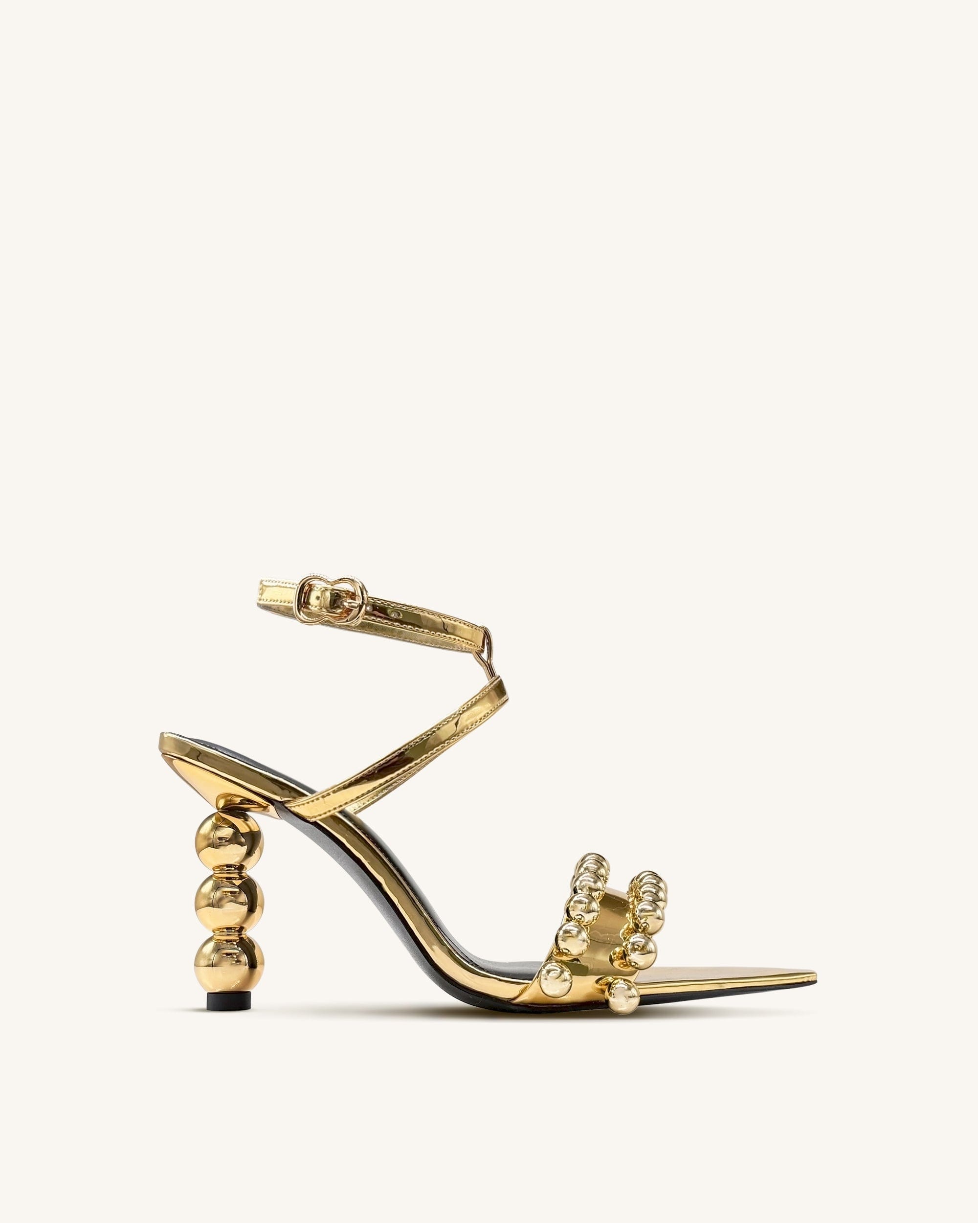 Jw Pei Mia Strappy High Heels With Beaded Detail Gold