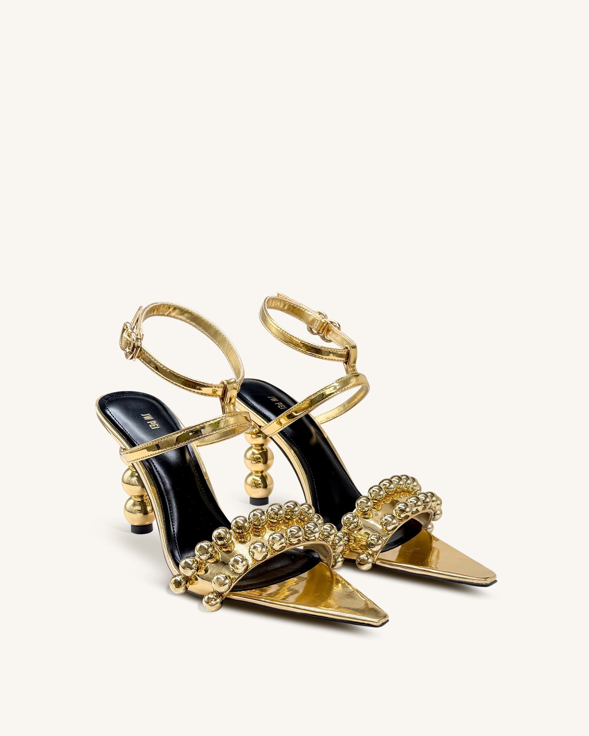Jw Pei Mia Strappy High Heels With Beaded Detail Gold