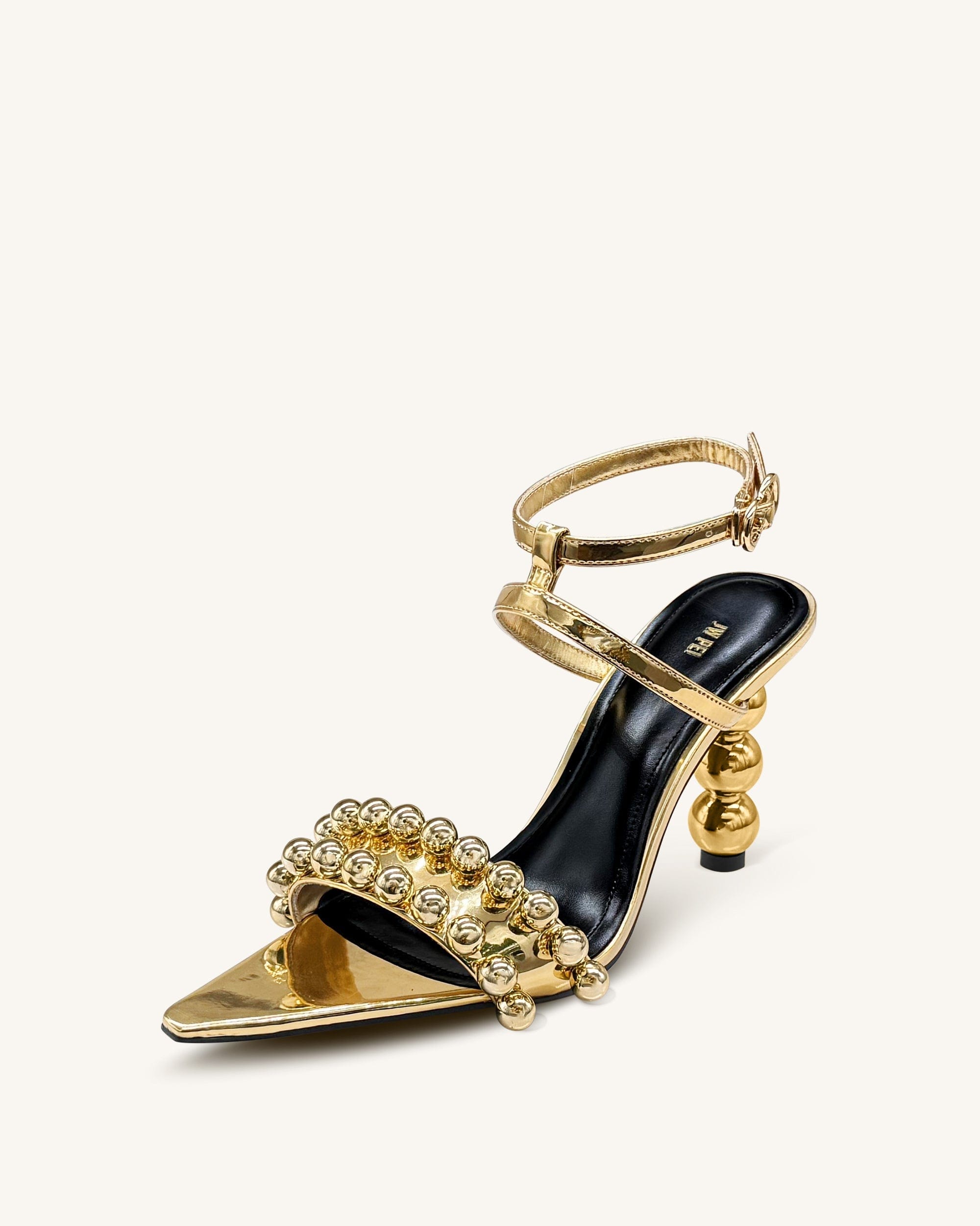 Jw Pei Mia Strappy High Heels With Beaded Detail Gold