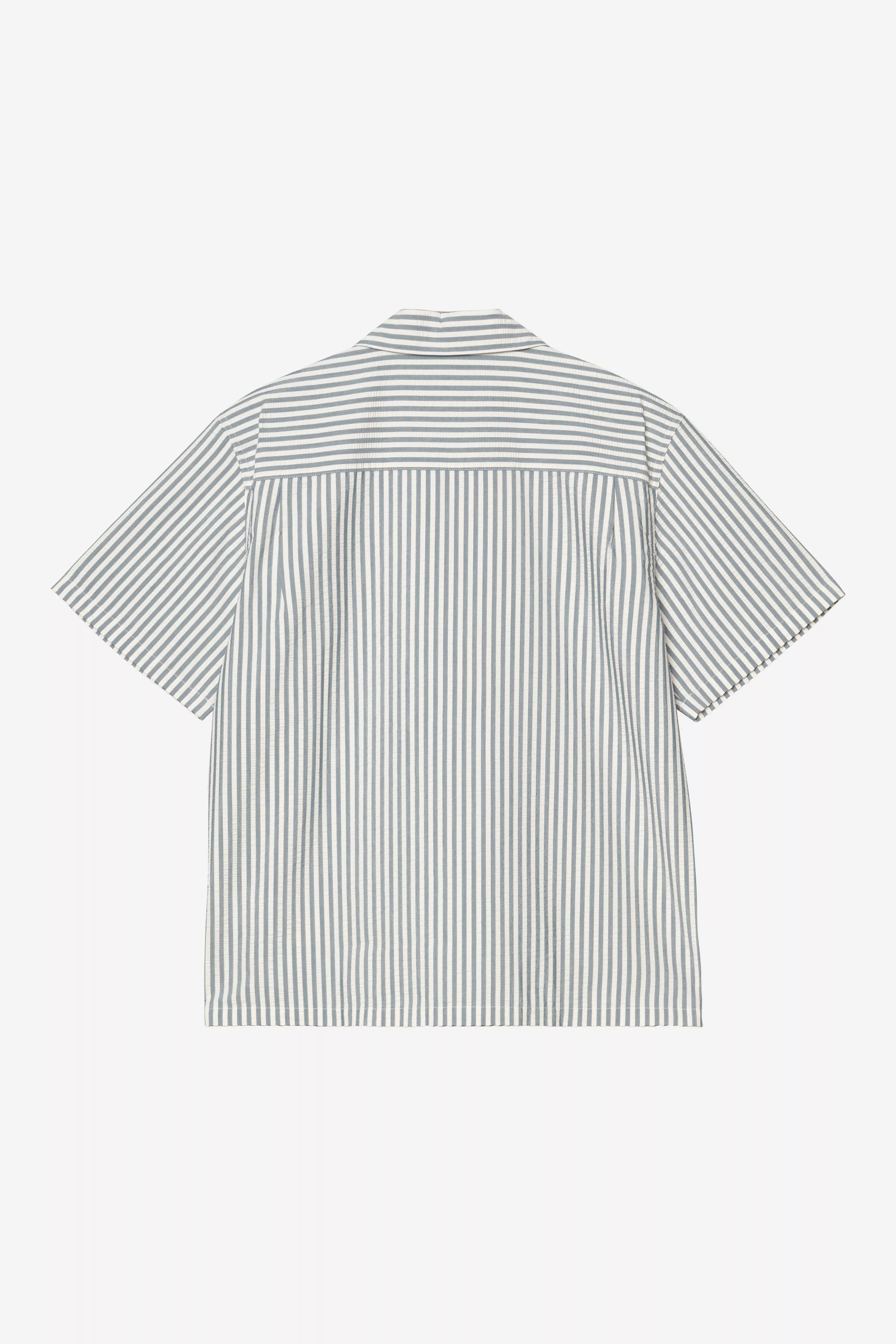 Carhartt WIP S/S Leavel Shirt - Leavel Stripe Blue River / Wax