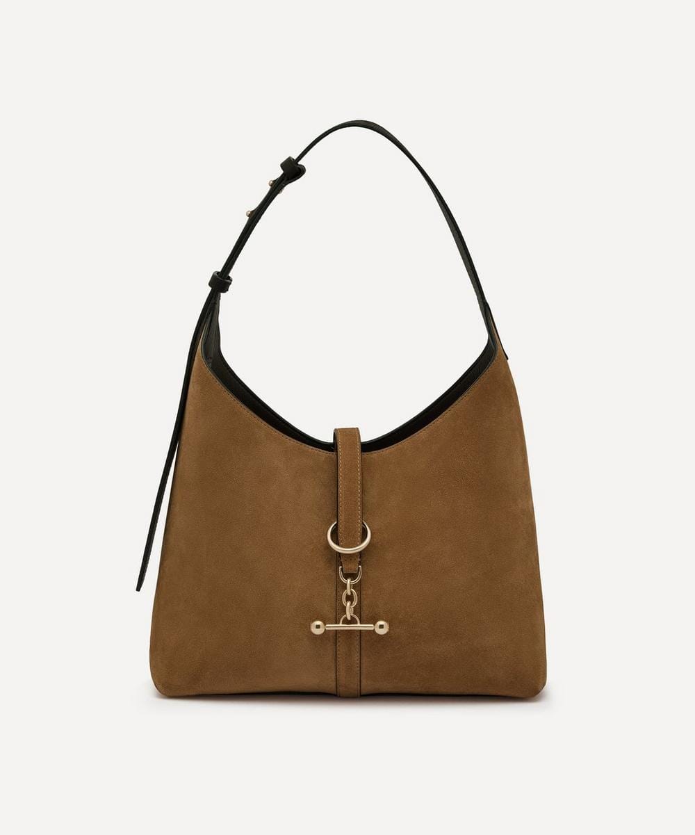 Strathberry Kite Hobo Toffee Suede Shoulder Bag