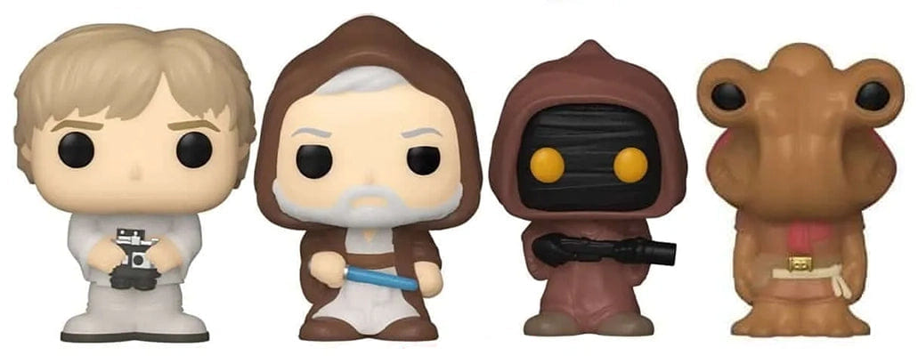 Funko Out - Of - Box Bitty Pop! Luke, Obi - Wan, Jawa, & Hammerhead Series 1 4 - Pack w/ Shelf